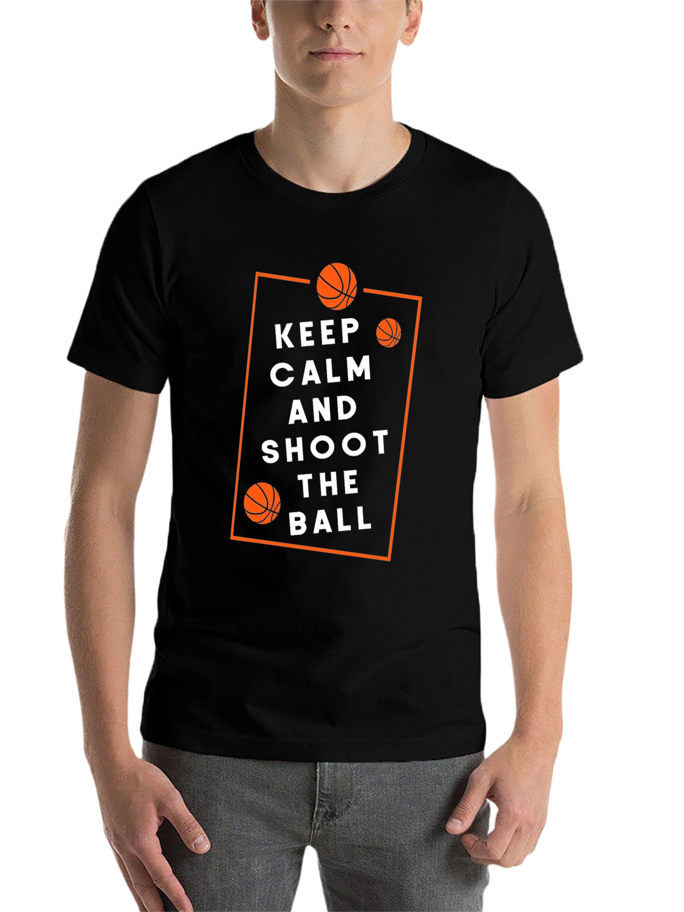 Black Keep Calm & Shoot Basketball T-Shirt view 7