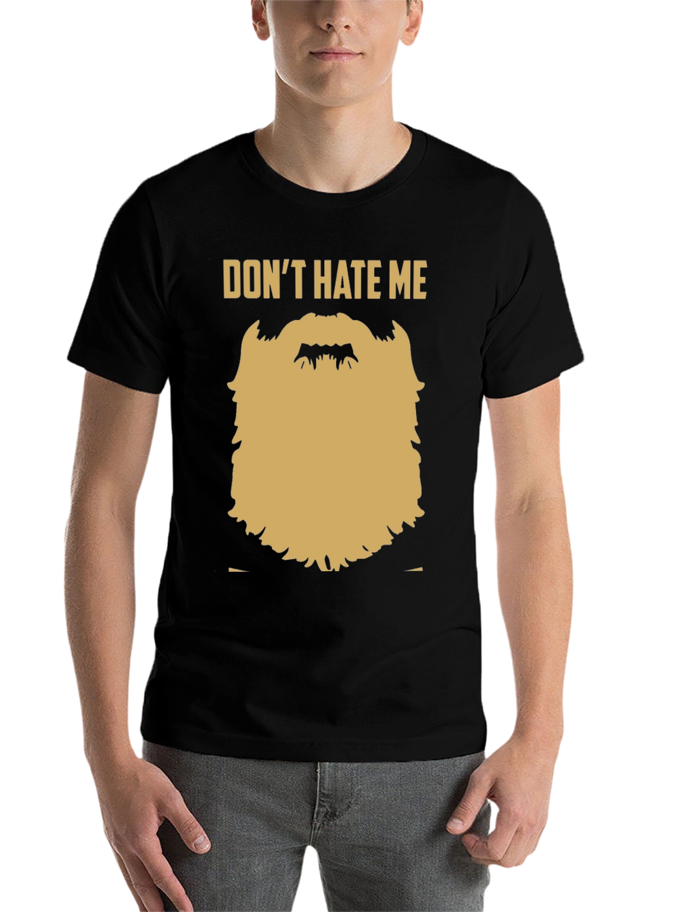 Black Funny Beard Graphic T-Shirt - Don't Hate Me view 7