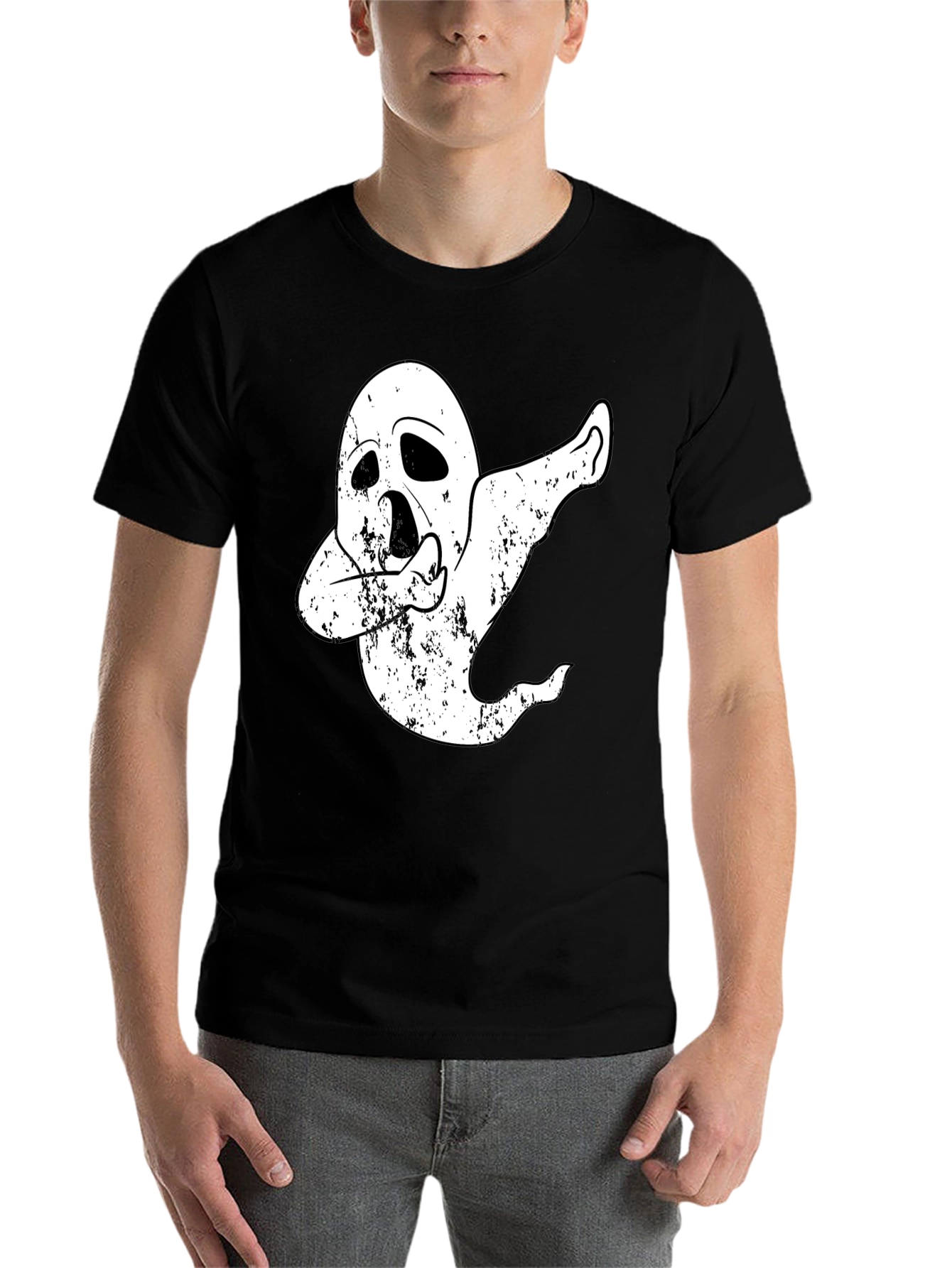 Black Dabbing Ghost T-Shirt - Halloween Costume Tee view 7