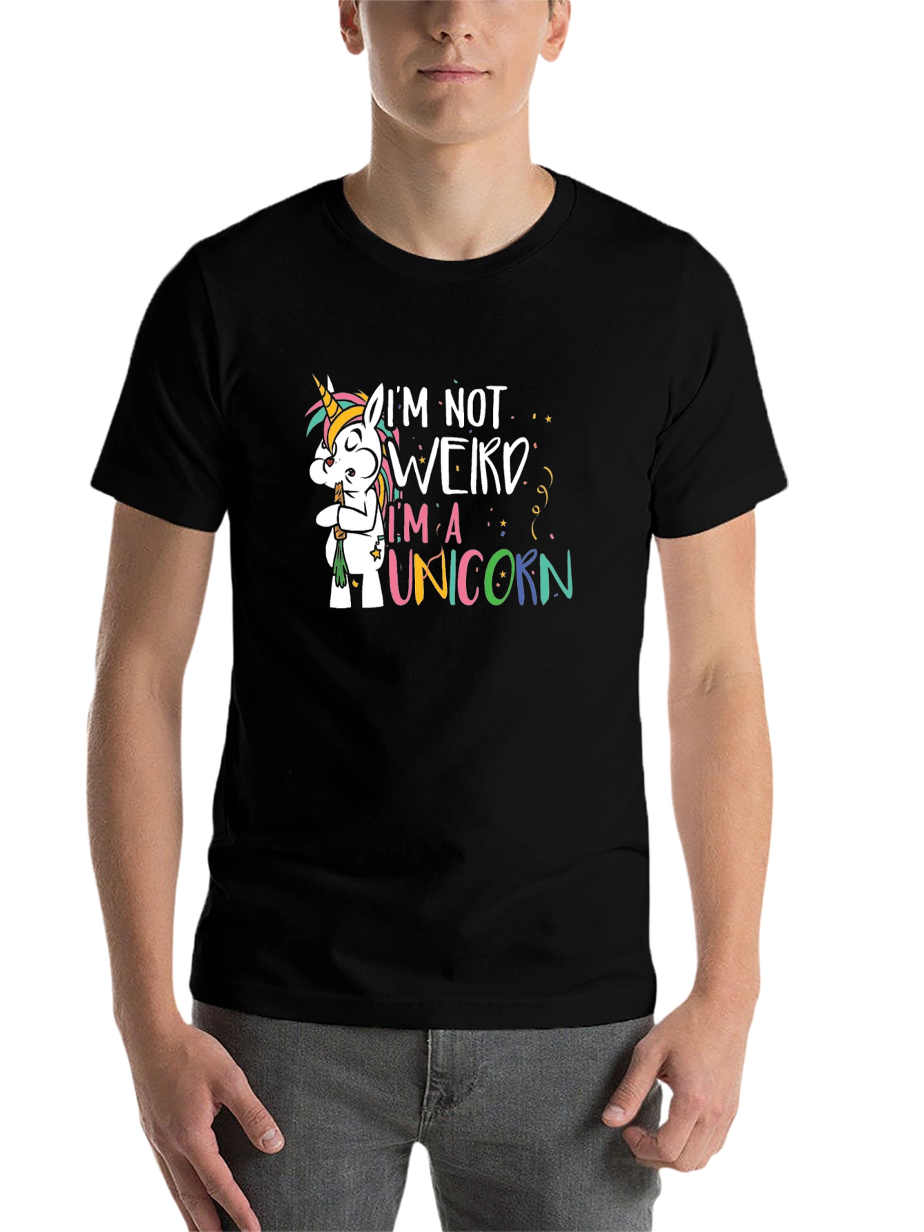Black I'm Not Weird I'm A Unicorn Black T-Shirt view 7