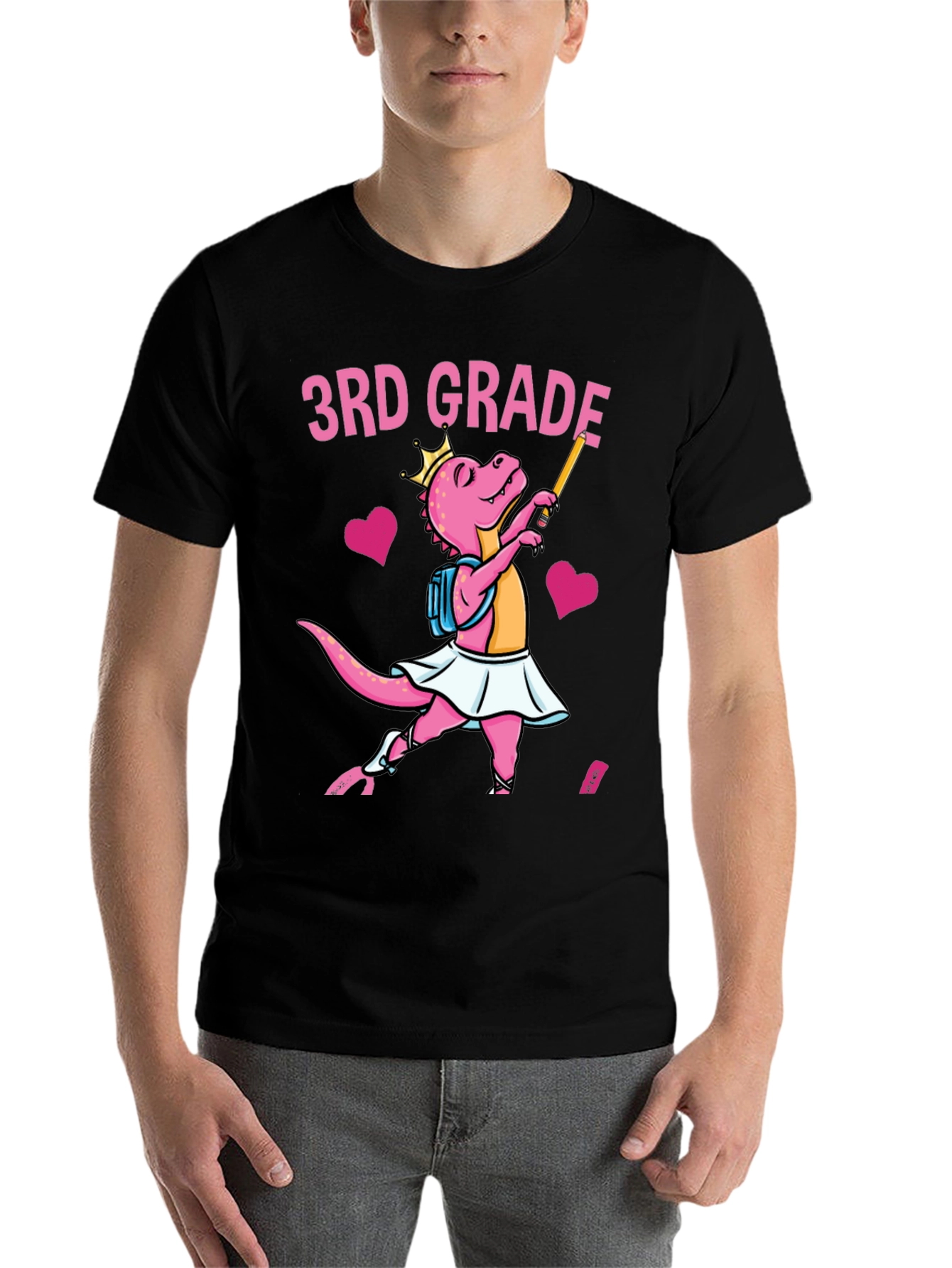 Black 3rd Grade Dinosaur T-Shirt view 7