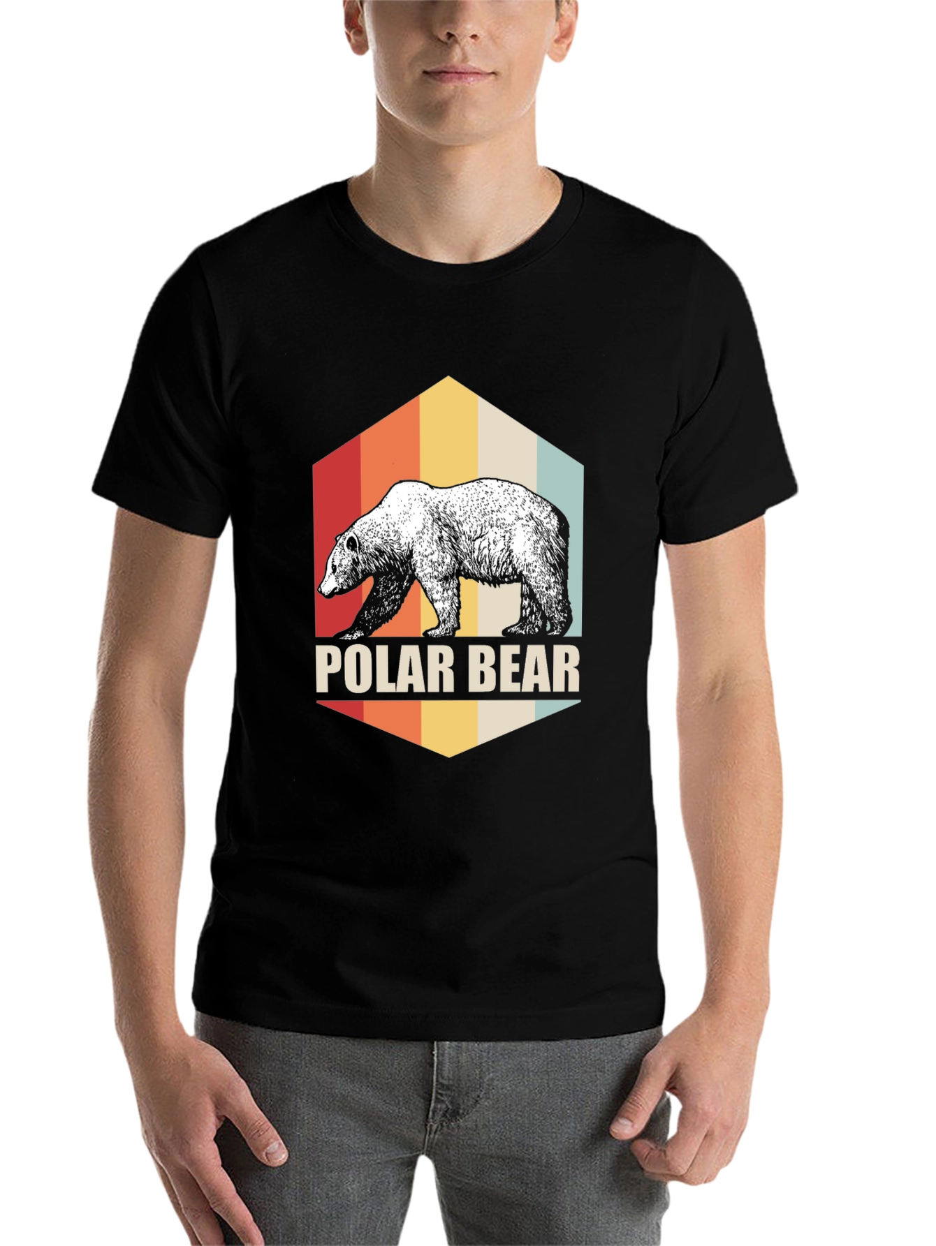 Black Retro Polar Bear Graphic T-Shirt - Classic Black Tee view 7