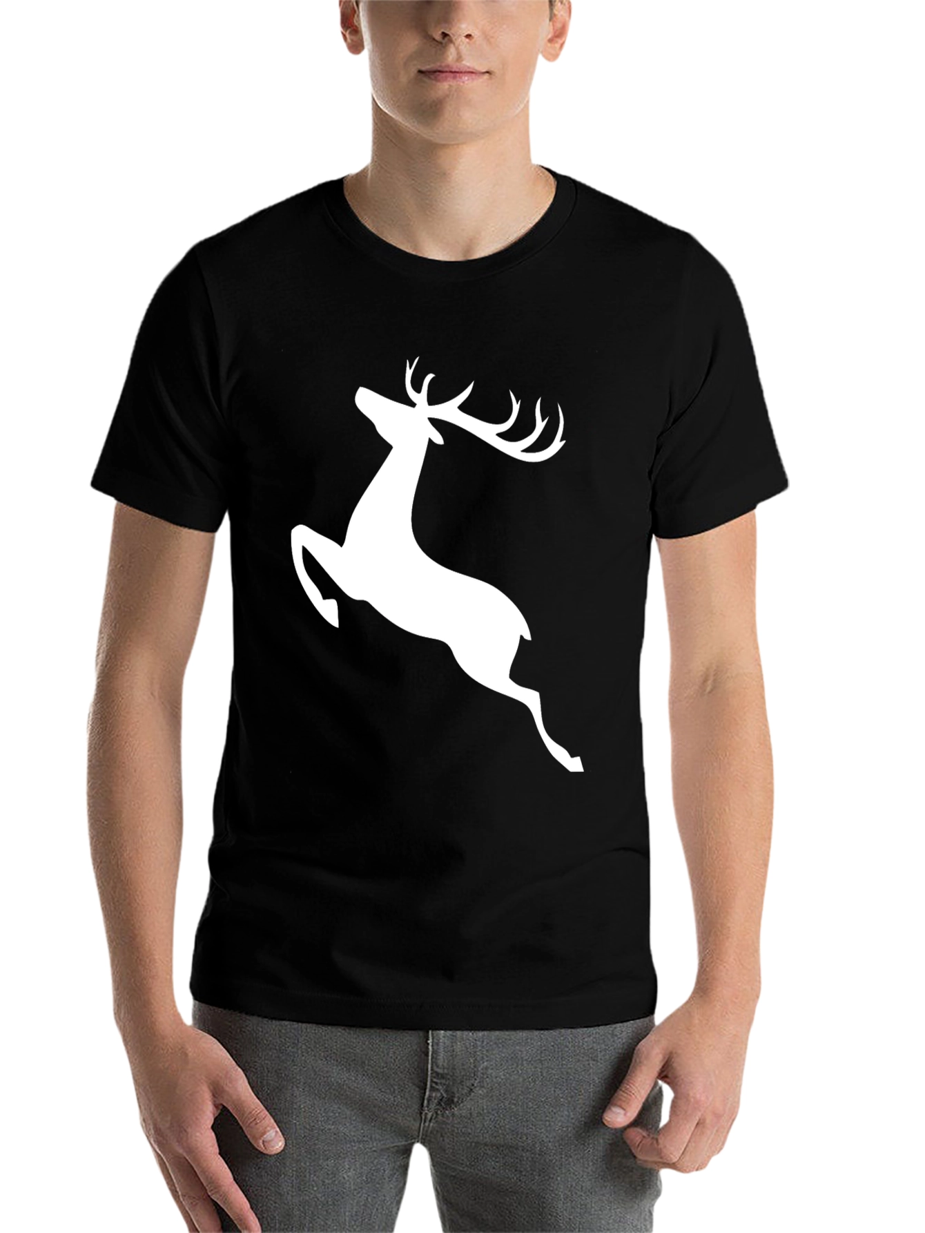 Black Black Deer Graphic Tee - Men's Casual T-Shirt view 7