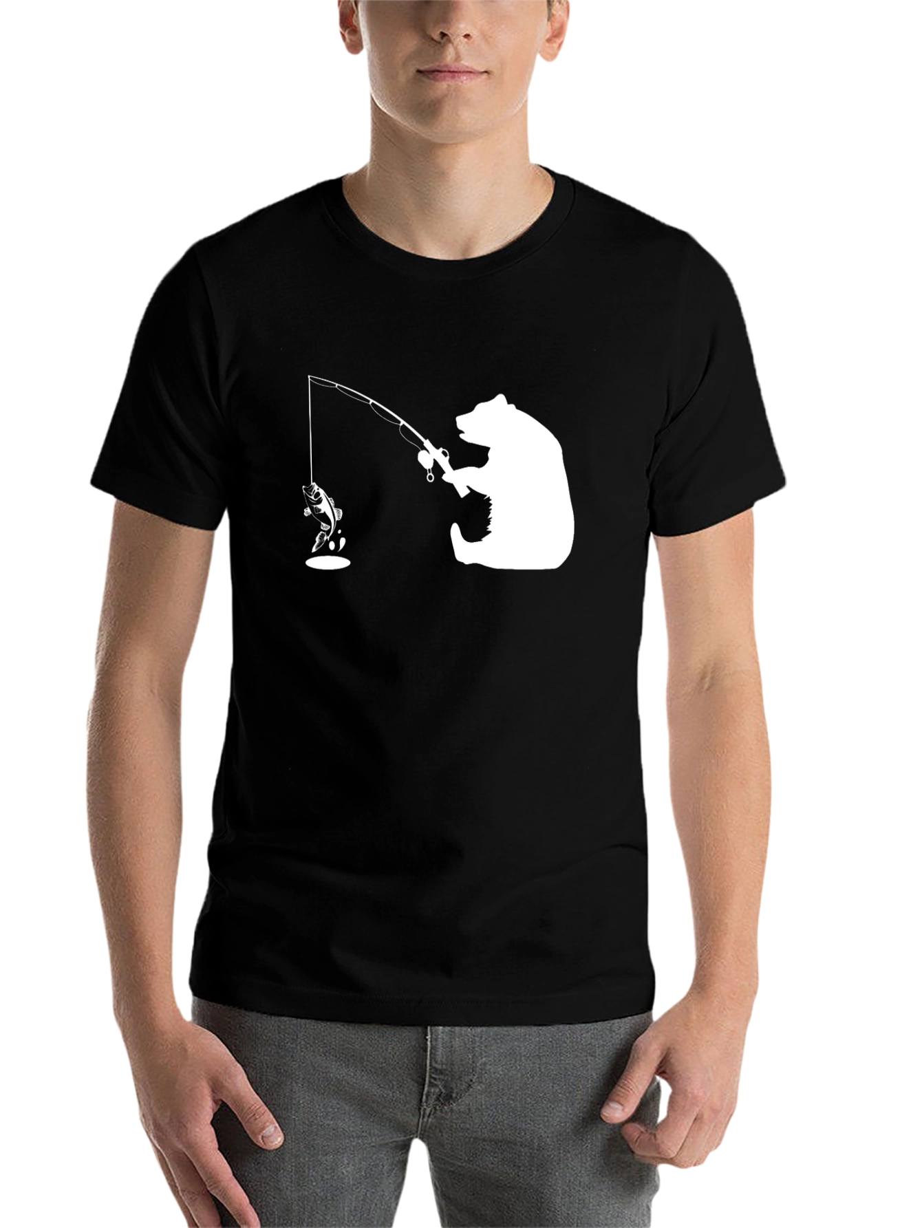 Black Bear Fishing T-Shirt - Humorous Graphic Tee view 7