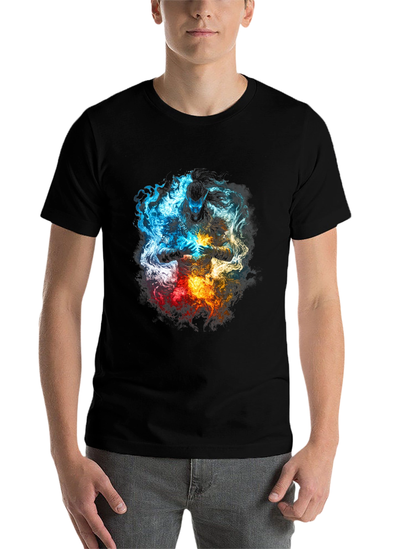 Black Elemental Warrior Graphic T-Shirt view 7