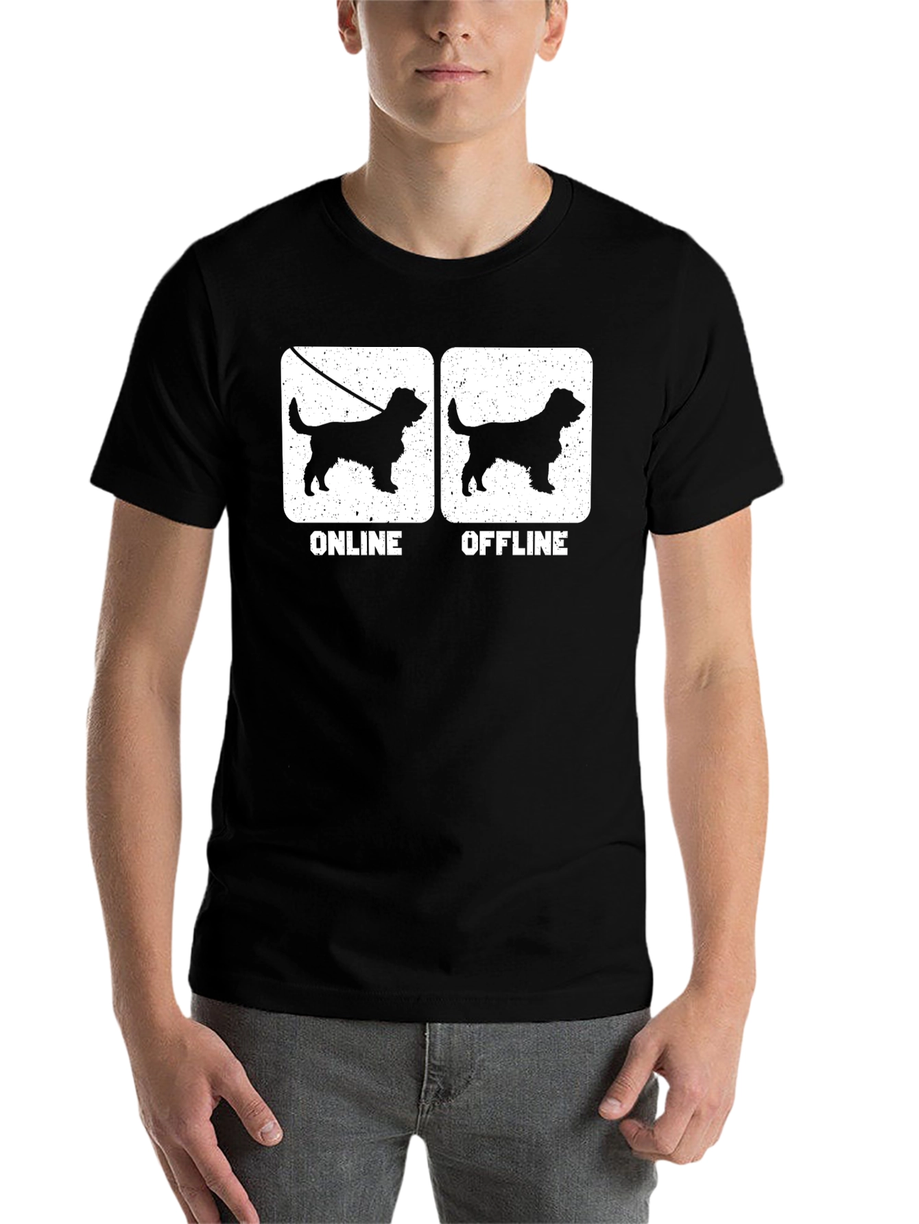 Black Online/Offline Dog T-Shirt - Black view 7