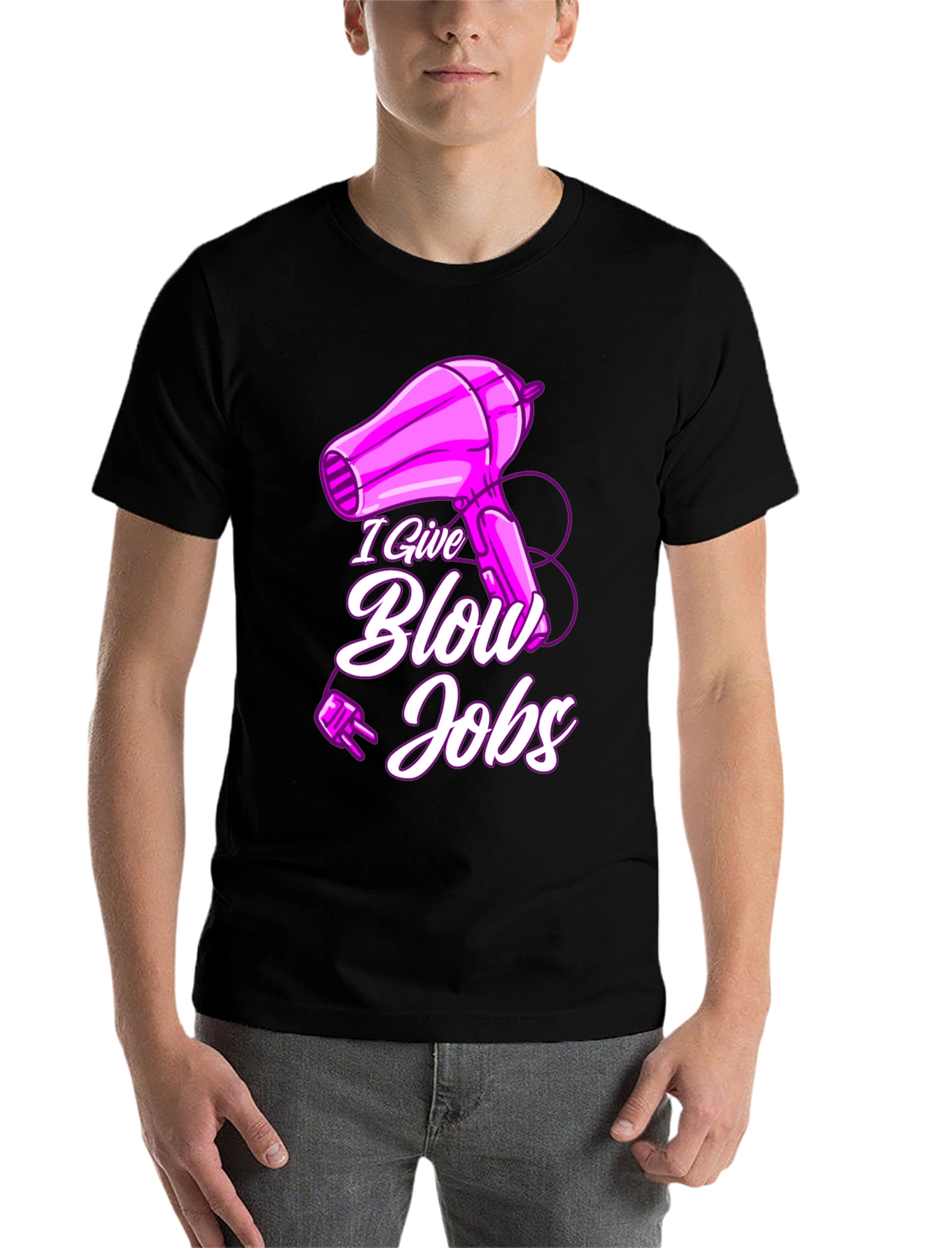 Black Humorous "I Give Blow Jobs" T-Shirt view 7