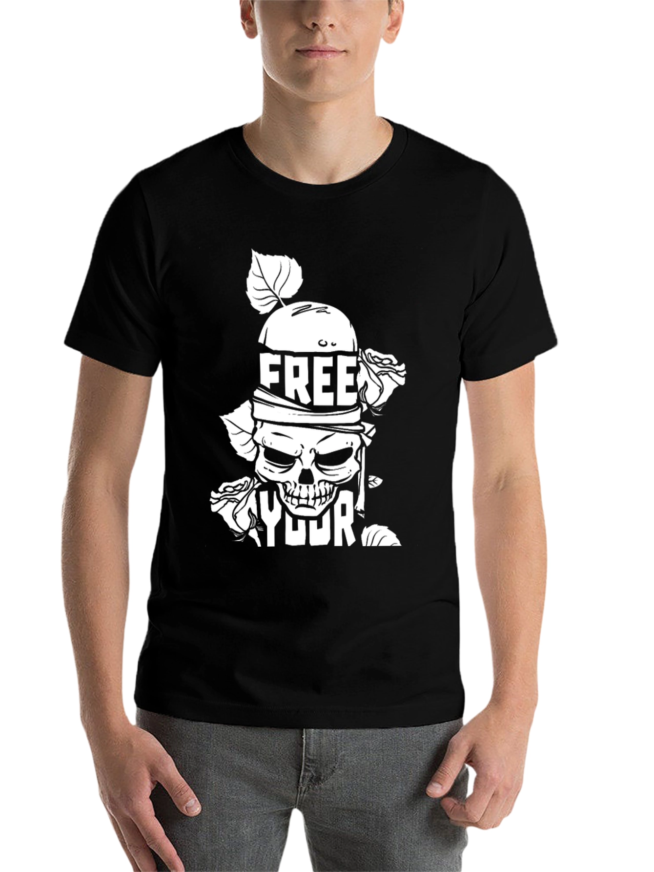 Black Free Your Mind Graphic Tee - Skull & Roses view 7