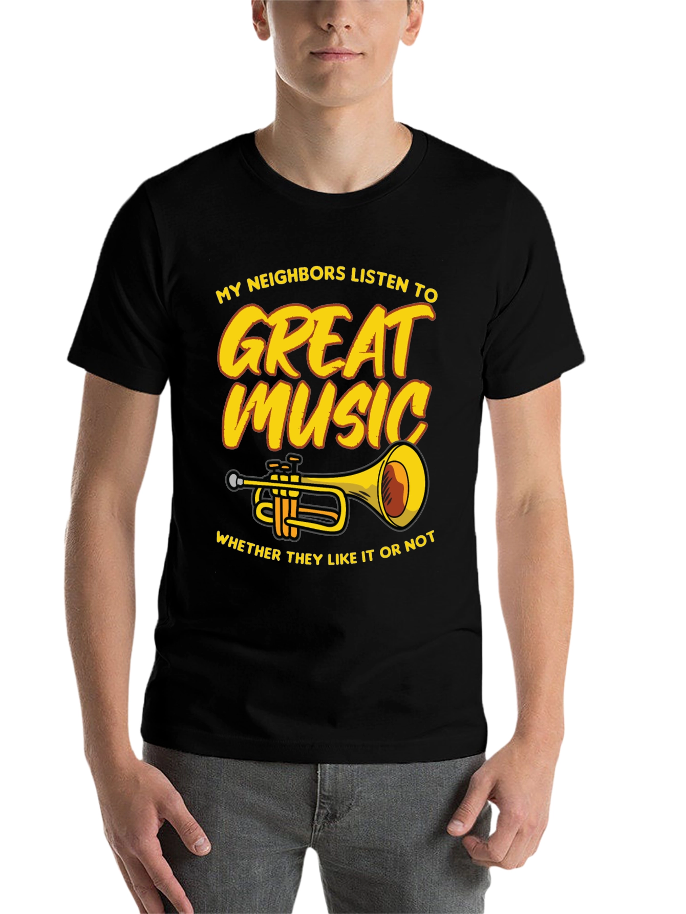 Black Great Music Trumpet T-Shirt view 7