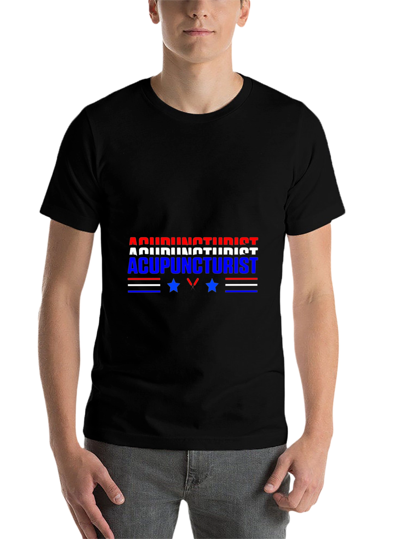 Black Acupuncturist Graphic Tee - Patriotic Design view 7