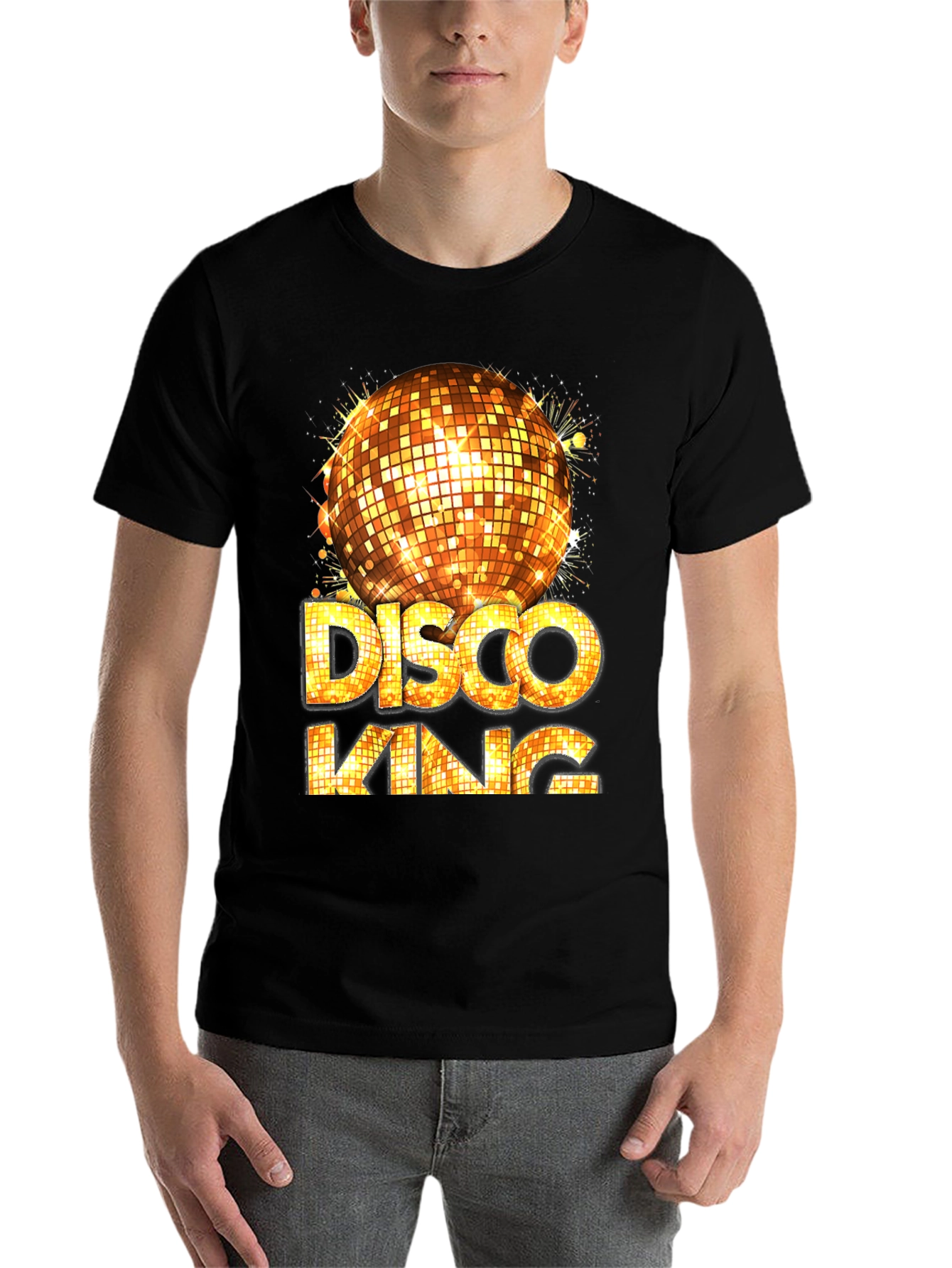 Black Disco King Graphic Tee - Men's Party Shirt view 7