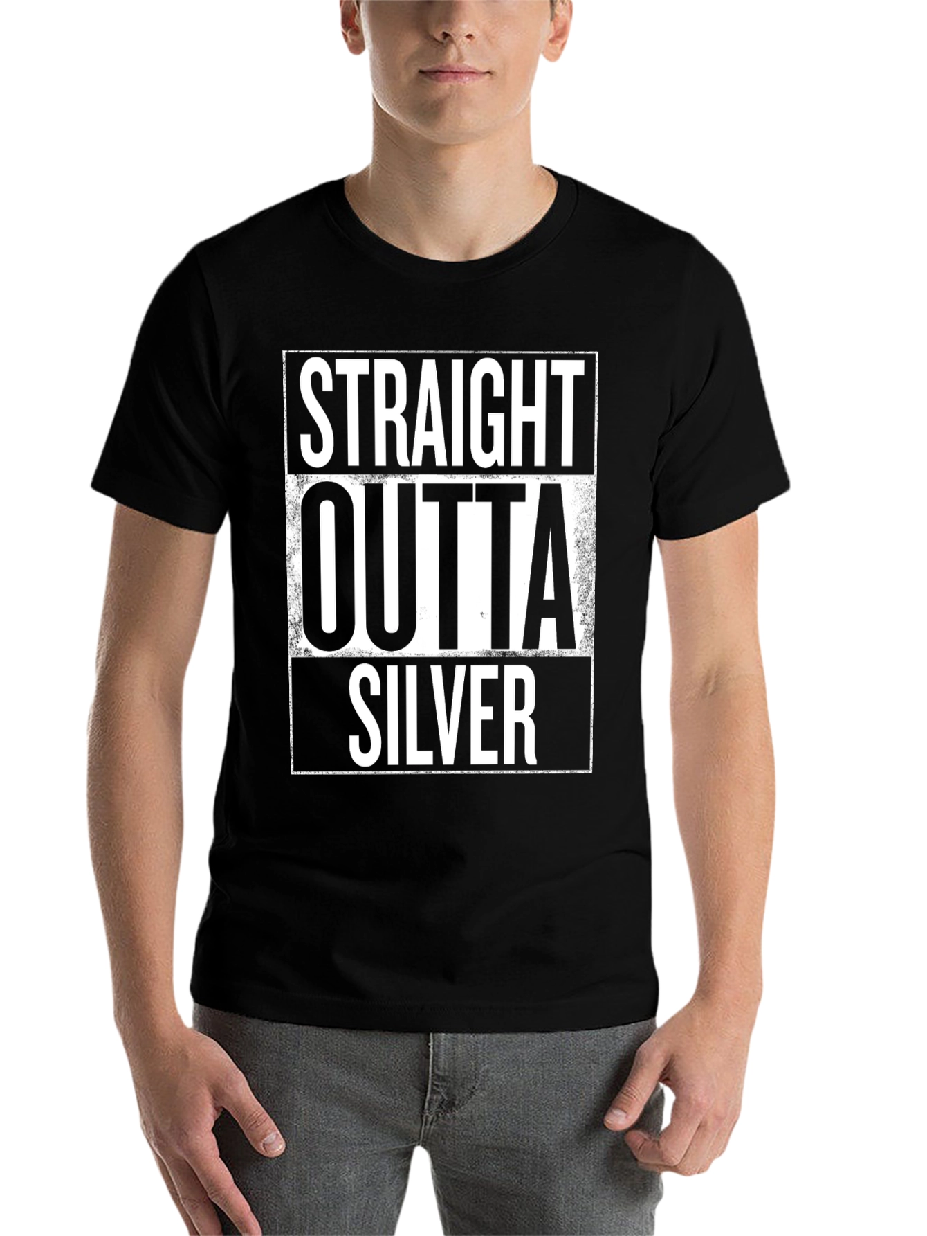 Black Straight Outta Silver Graphic T-Shirt view 7
