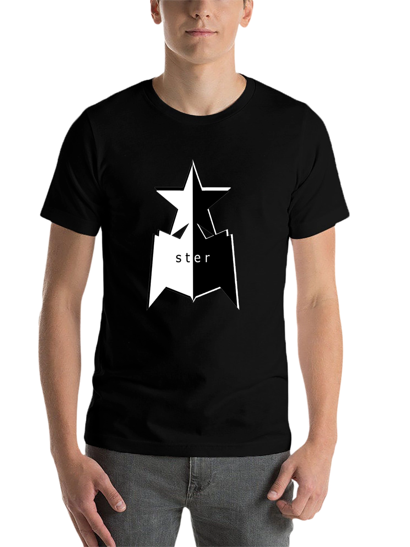 Black Black Graphic Tee - Star Design view 7