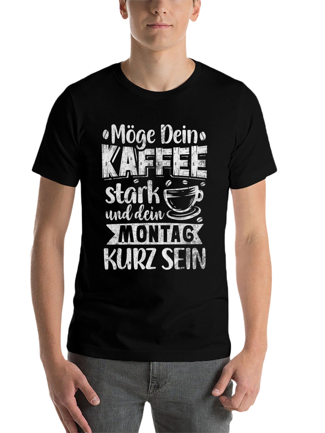 Black Coffee & Monday Funny Graphic T-Shirt view 7