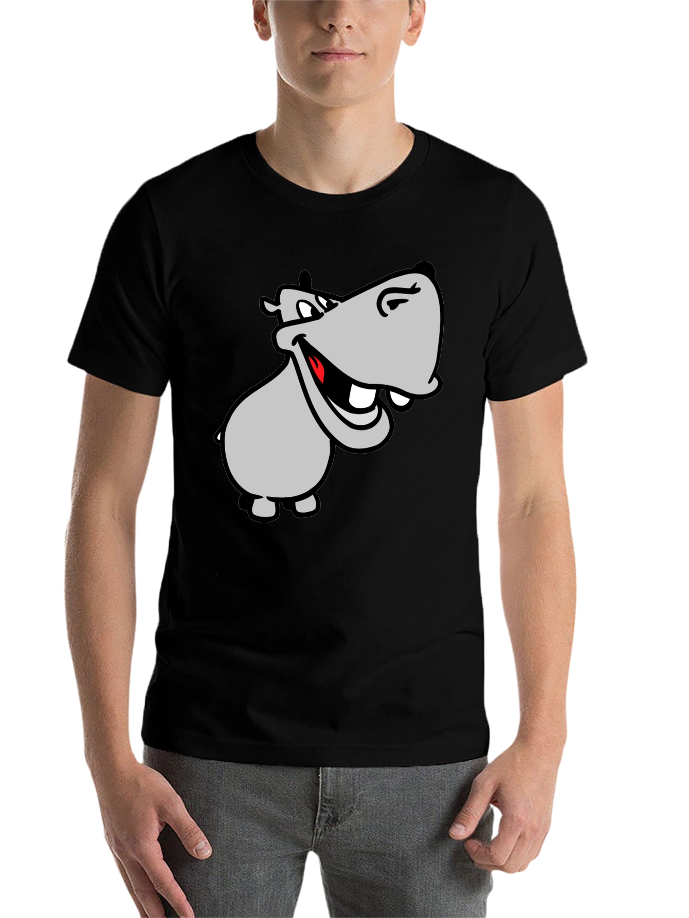 Black Hippo Graphic T-Shirt - Men's Black Tee view 7