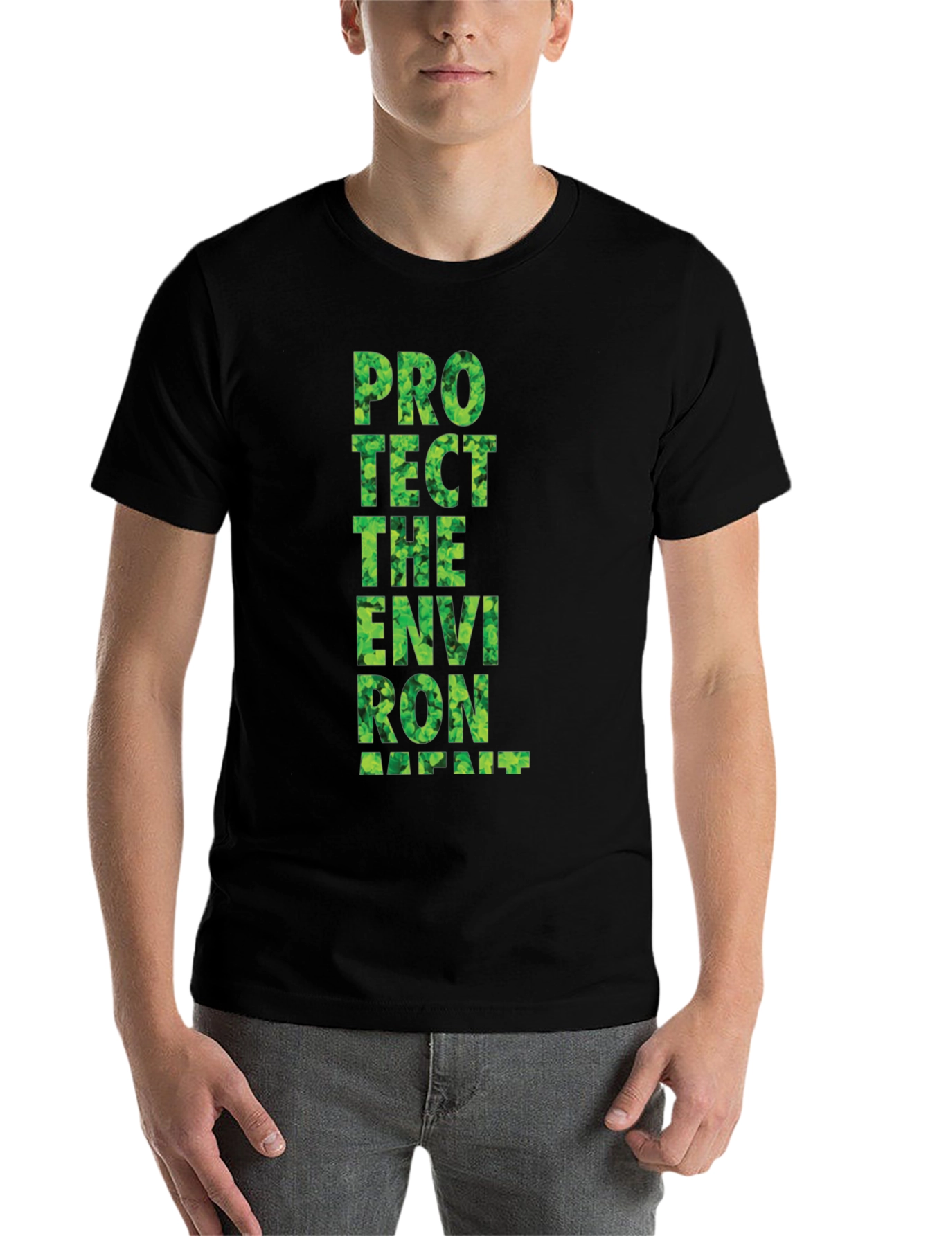 Black Eco-Friendly Graphic Tee: Protect the Environment view 7