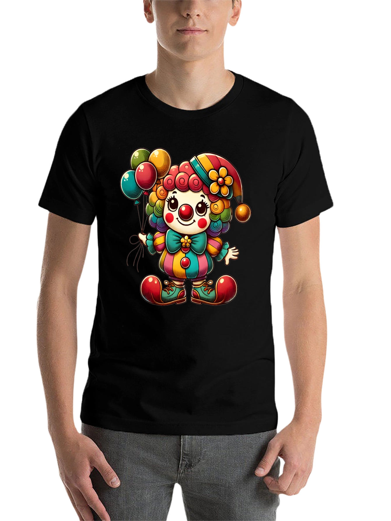 Black Clown Graphic T-Shirt - Funny and Colorful Tee view 7