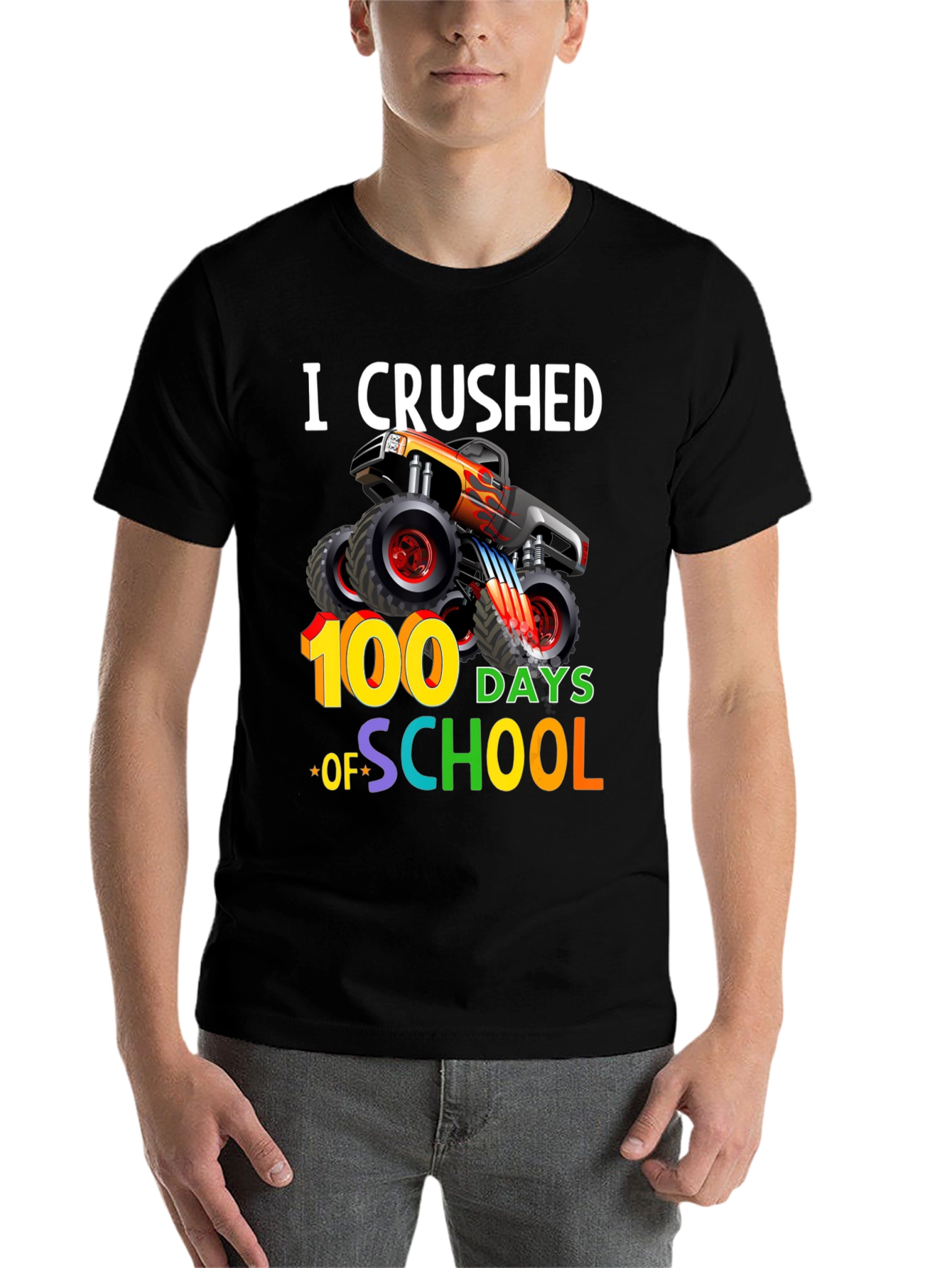 Crushed 100 Days of School Monster Truck T-Shirt - 7