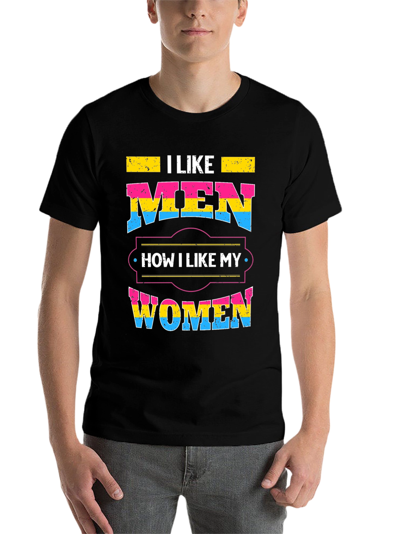 Black Pansexual Pride T-Shirt - I Like Men, I Like Women view 7
