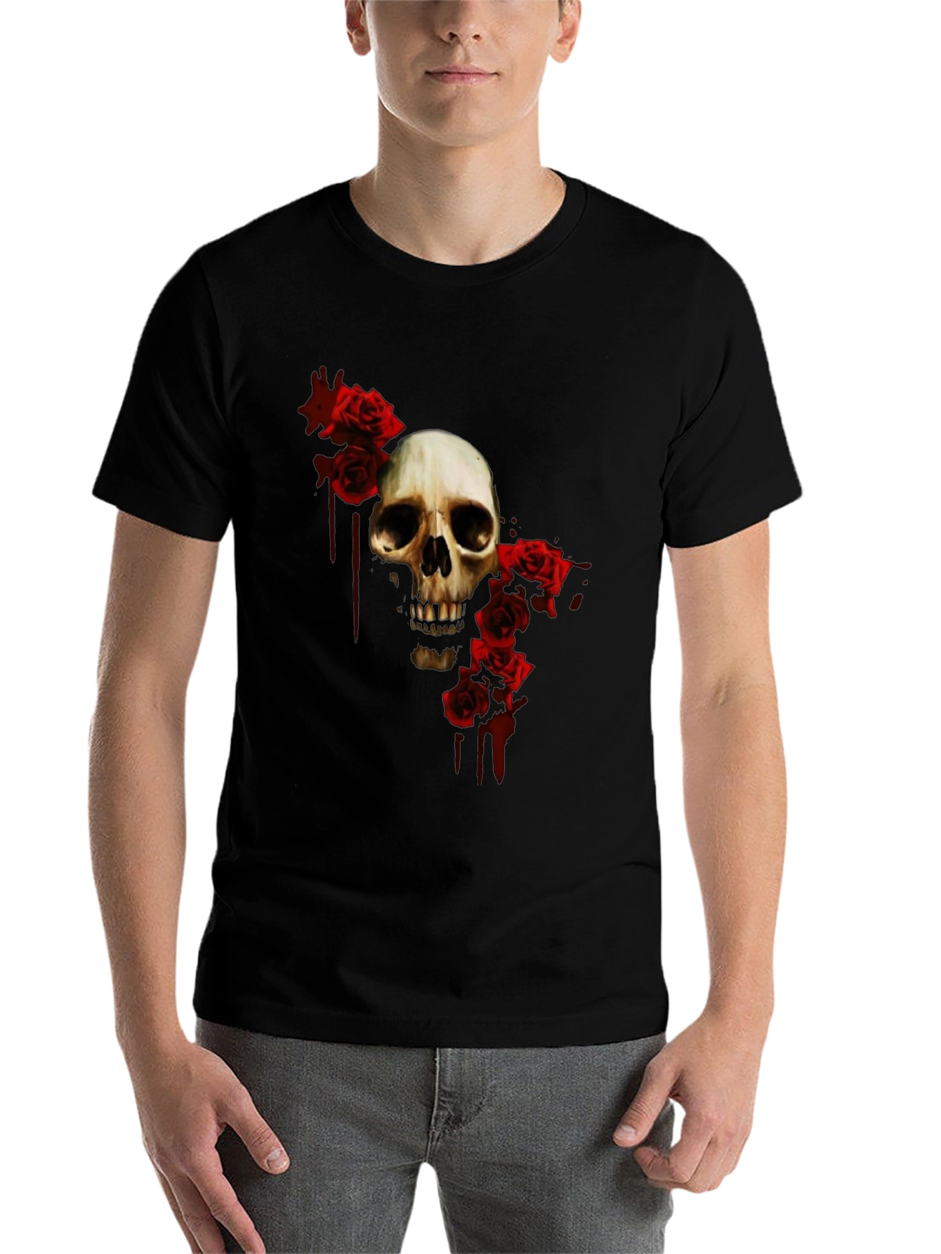Skull and Roses Graphic T-Shirt - Gothic Style - 7