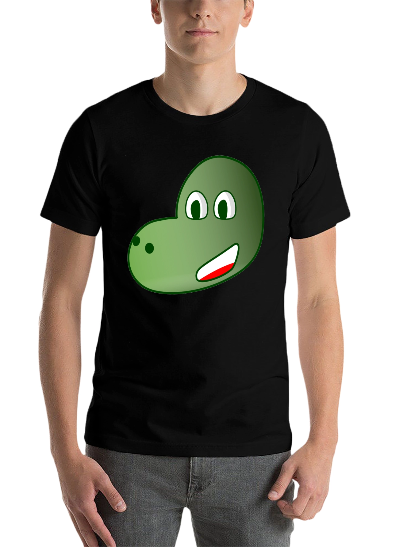 Black Cartoon Dinosaur Face Graphic Tee view 7
