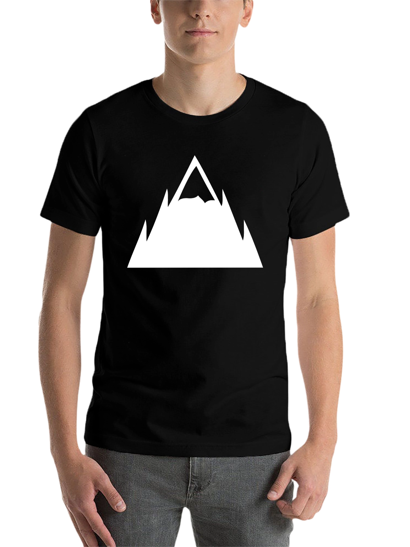 Black Mountain Peak Graphic Tee - Black Cotton T-Shirt view 7