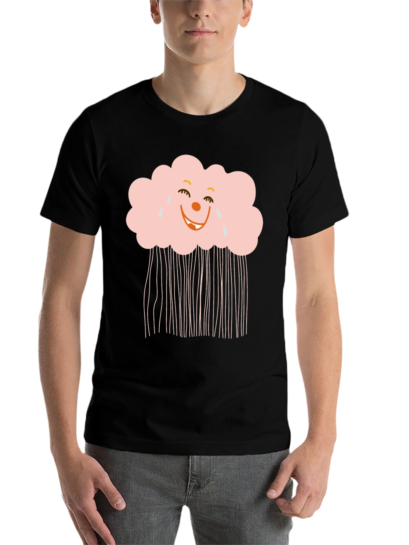 Black Funny Cloud T-Shirt - Black Cotton Tee view 7