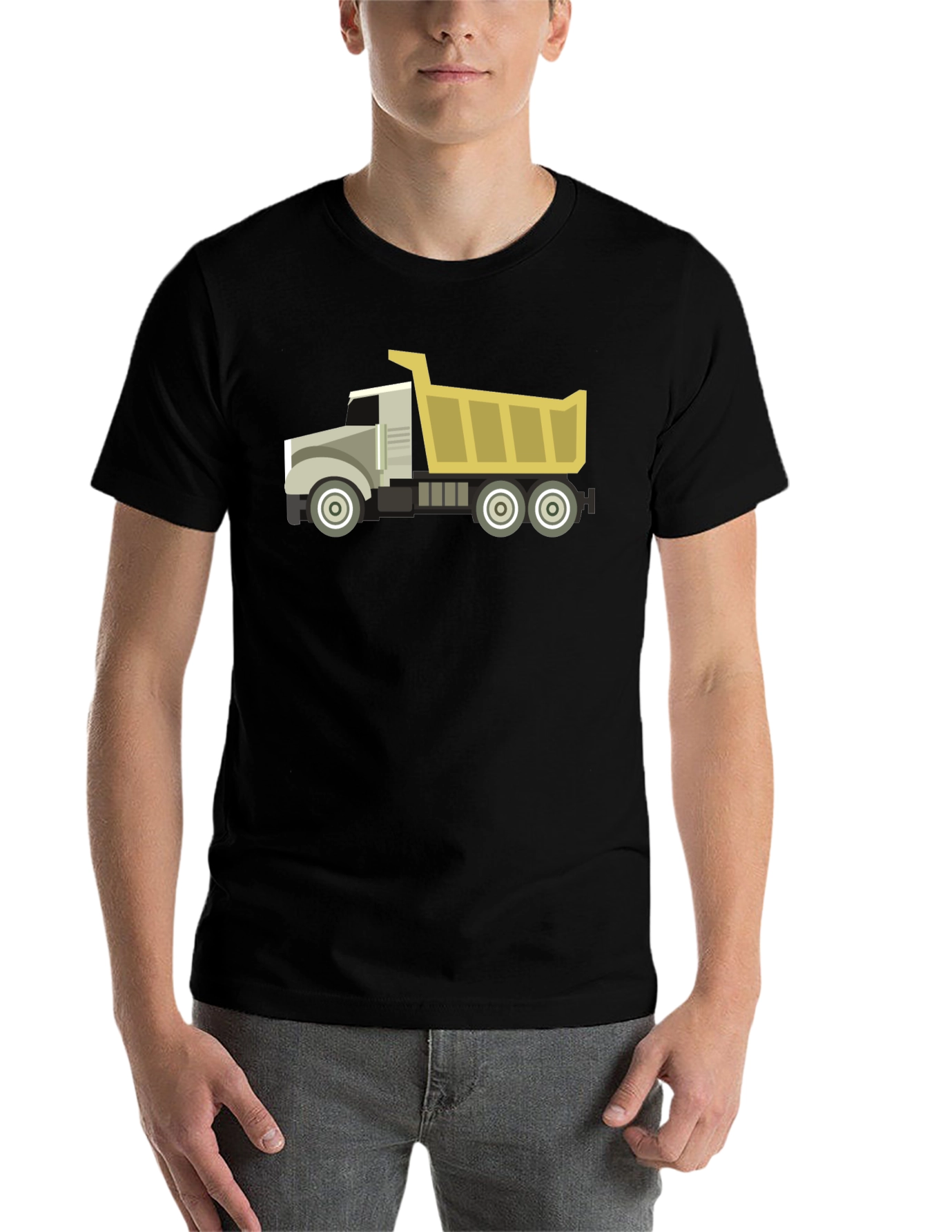 Black Dump Truck Graphic Tee - Black Cotton Blend view 7