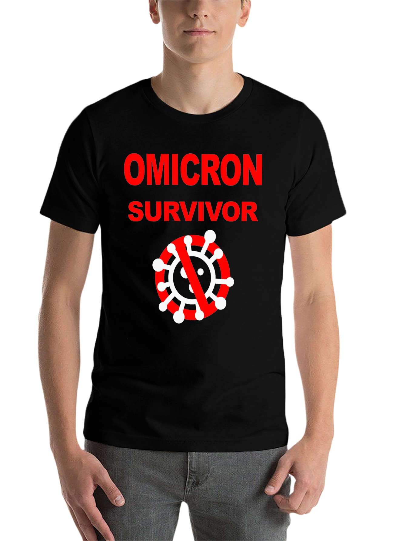 Black Omicron Survivor Black T-Shirt view 7