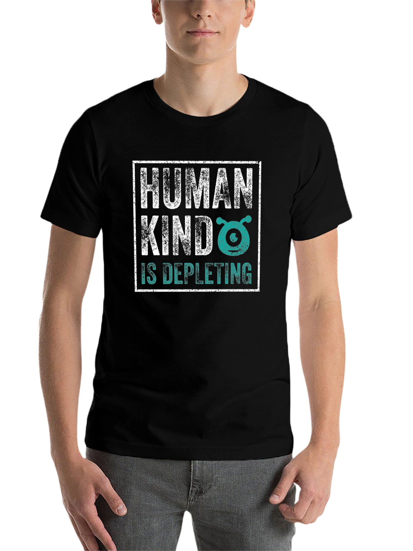 Black Humankind Alien Graphic Tee - Dark Humor T-Shirt view 7