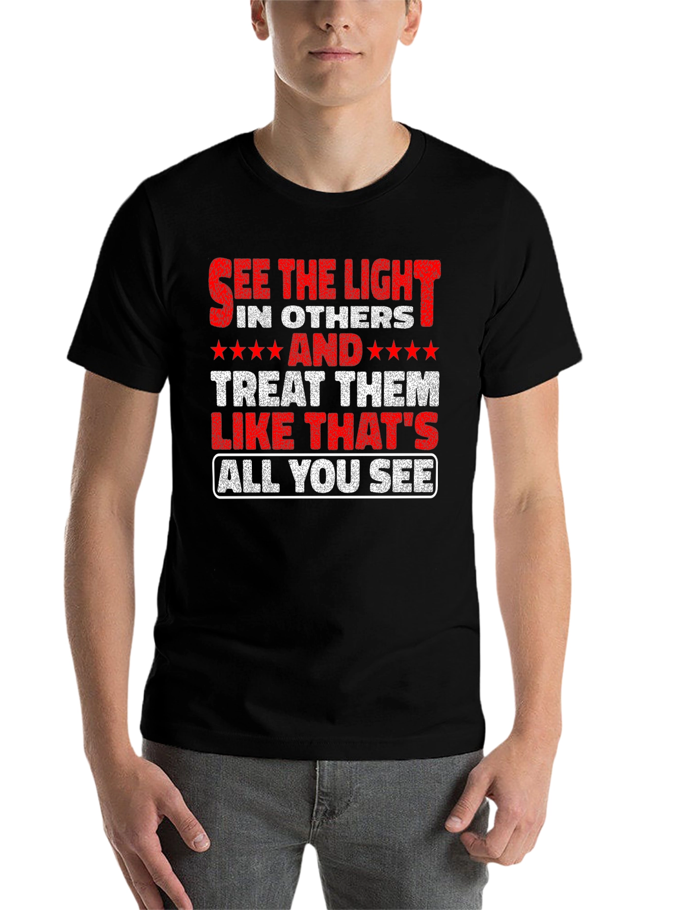 Black See the Light T-Shirt - Inspirational Message Tee view 7
