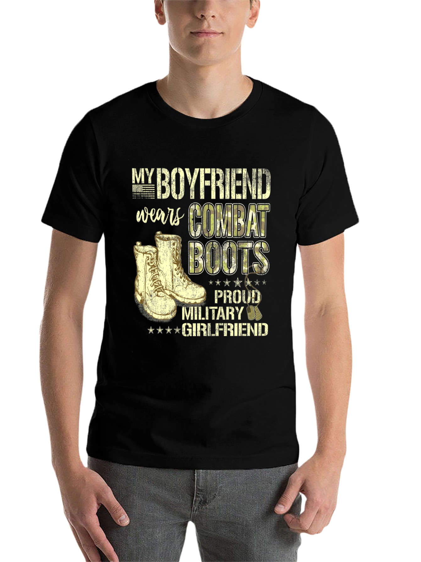 Black Proud Military Girlfriend Tee view 7