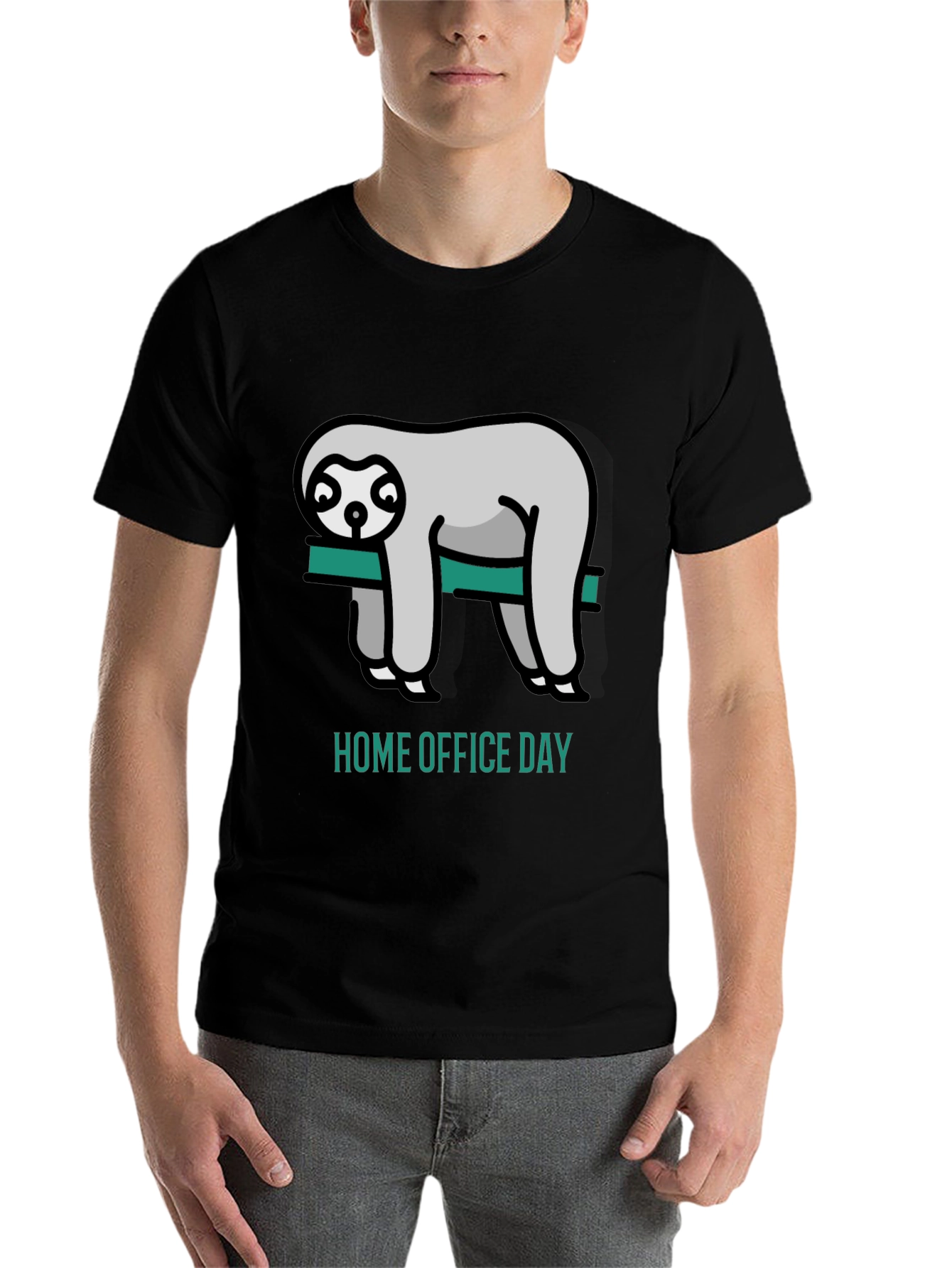 Black Home Office Day Sloth Graphic Tee view 7