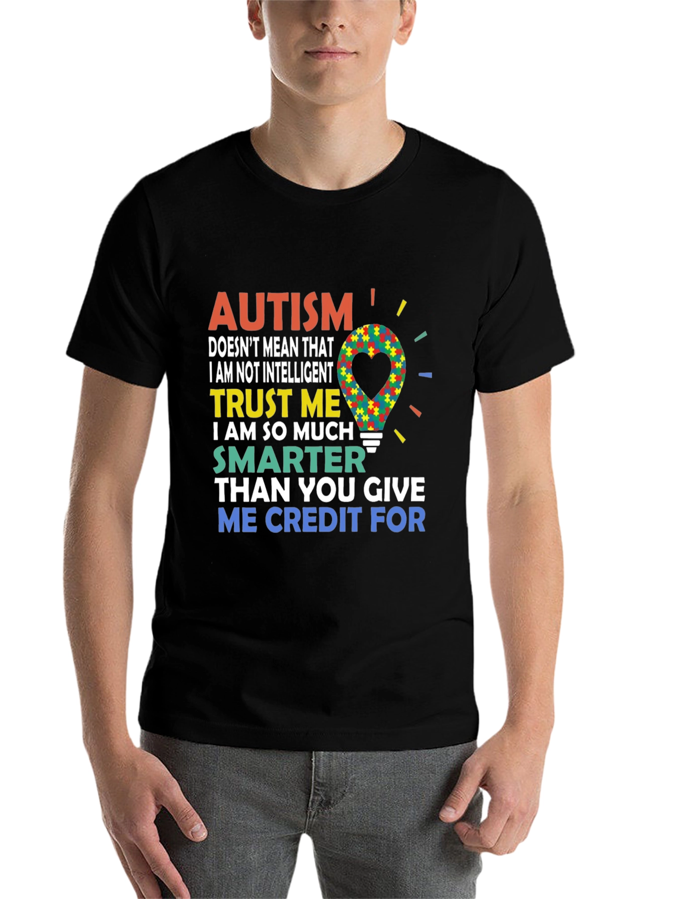 Black Autism Awareness T-Shirt - Trust Me view 7