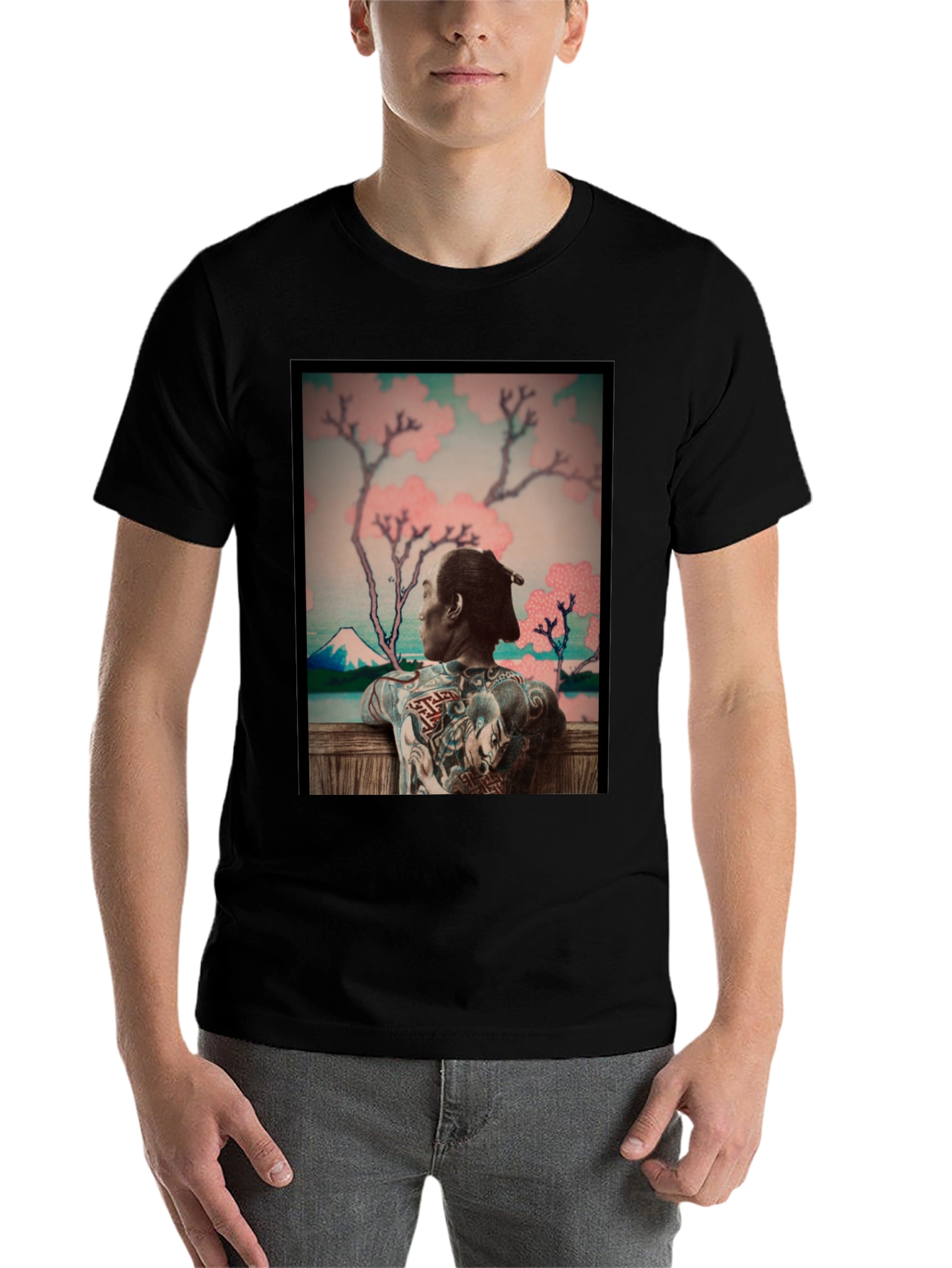 Black Japanese Art Tattoo T-Shirt - Unique Graphic Tee view 7