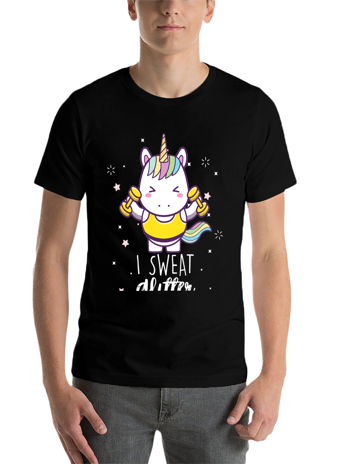 Black Unicorn Gym T-Shirt - "I Sweat Glitter" view 7