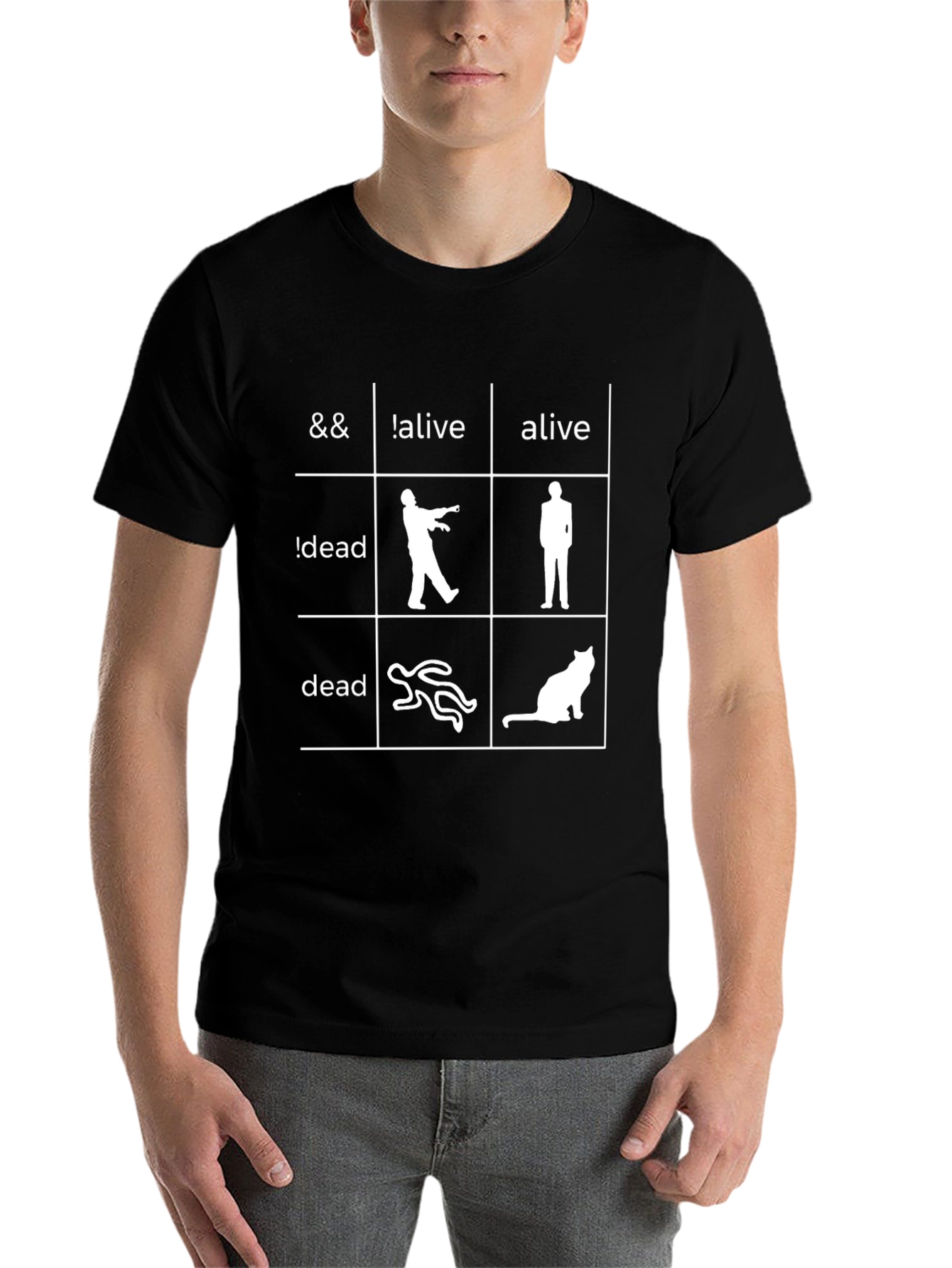 Black Funny Logic Grid Graphic Novelty T-Shirt view 7
