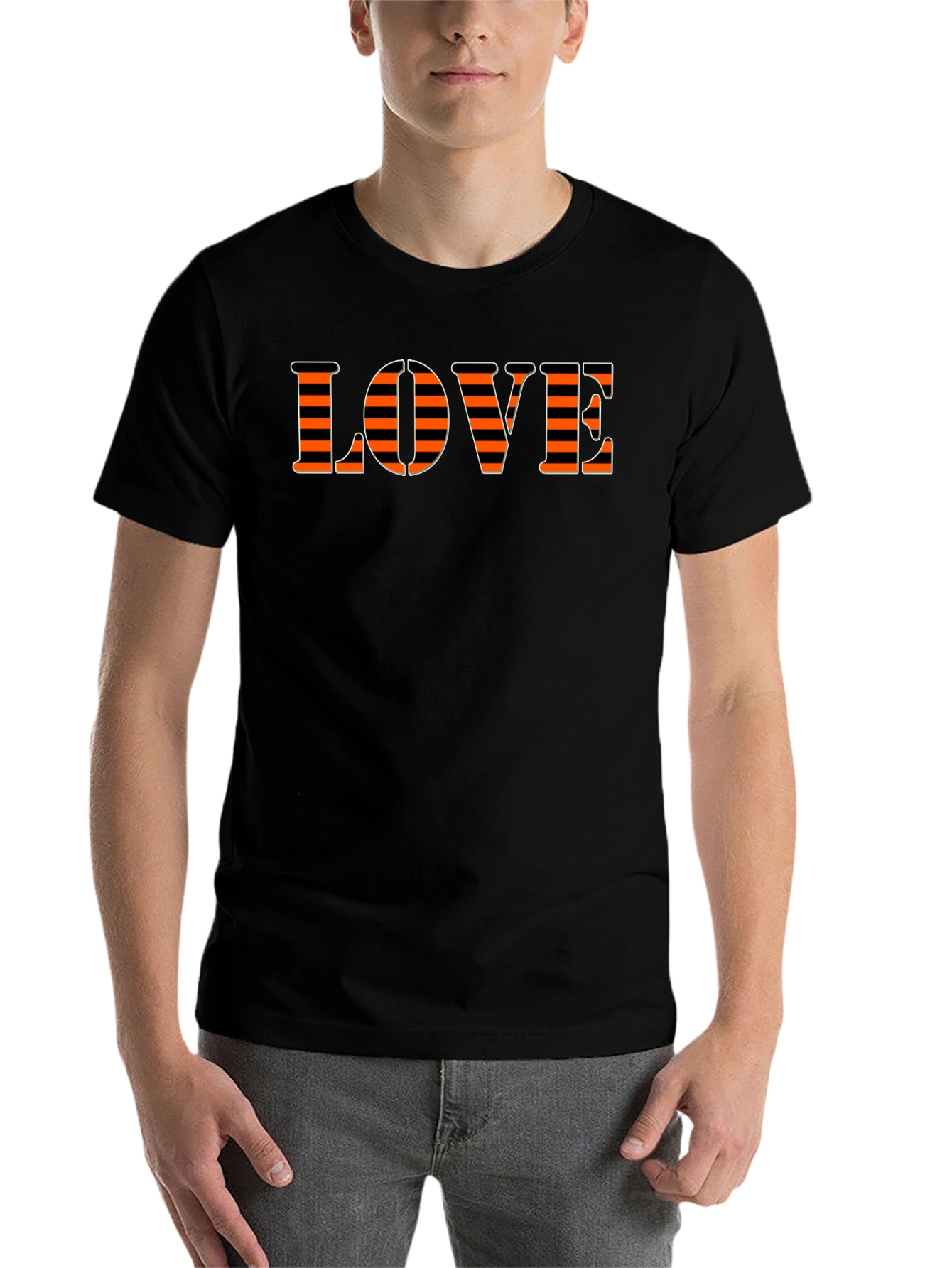 Black Love Striped Graphic T-Shirt view 7