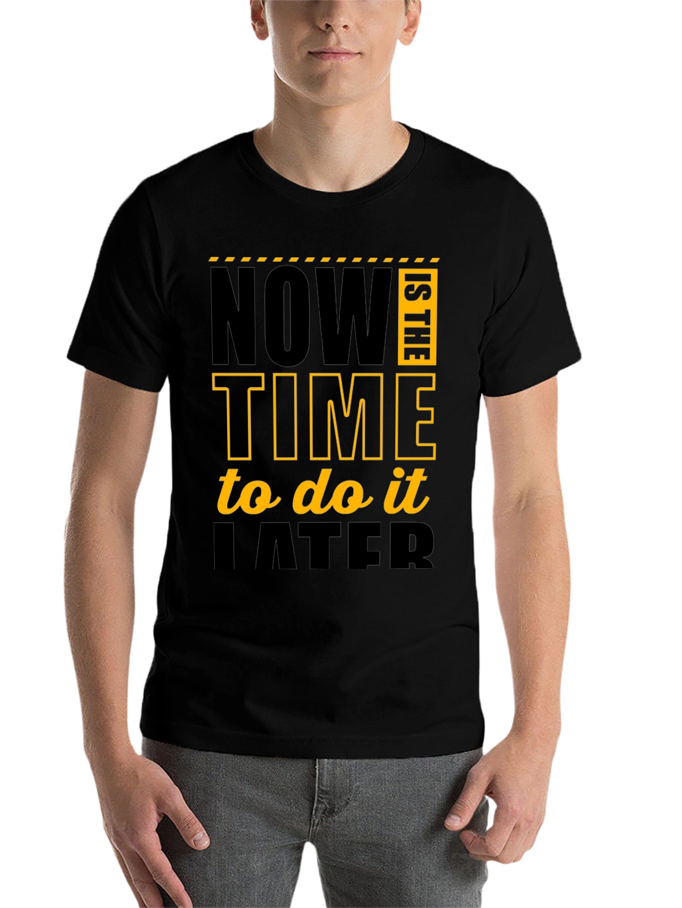Black Funny Procrastination T-Shirt - Now Is The Time To Do It Later view 7