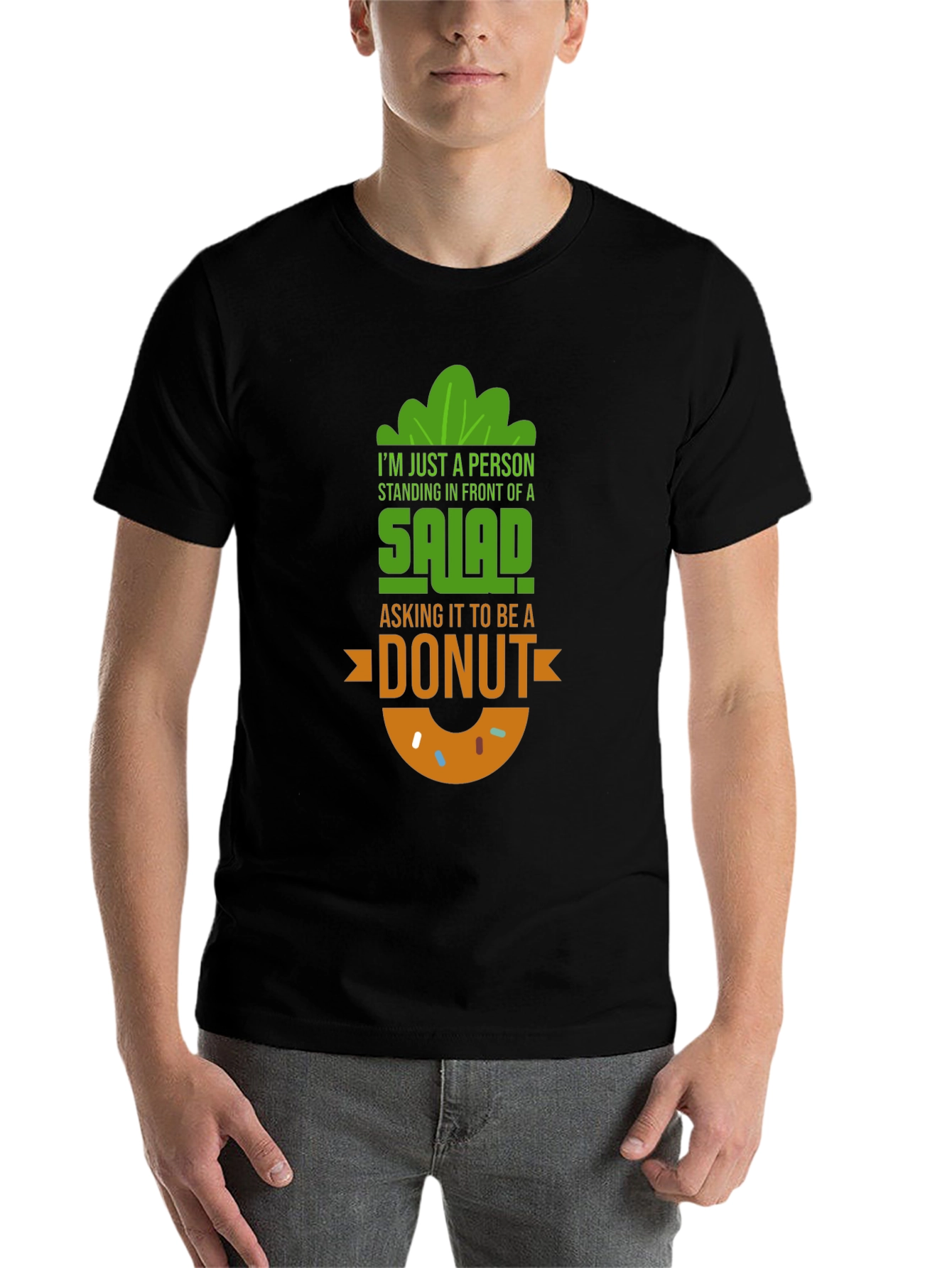 Black Salad to Donut Graphic Tee - Funny Foodie Shirt view 7