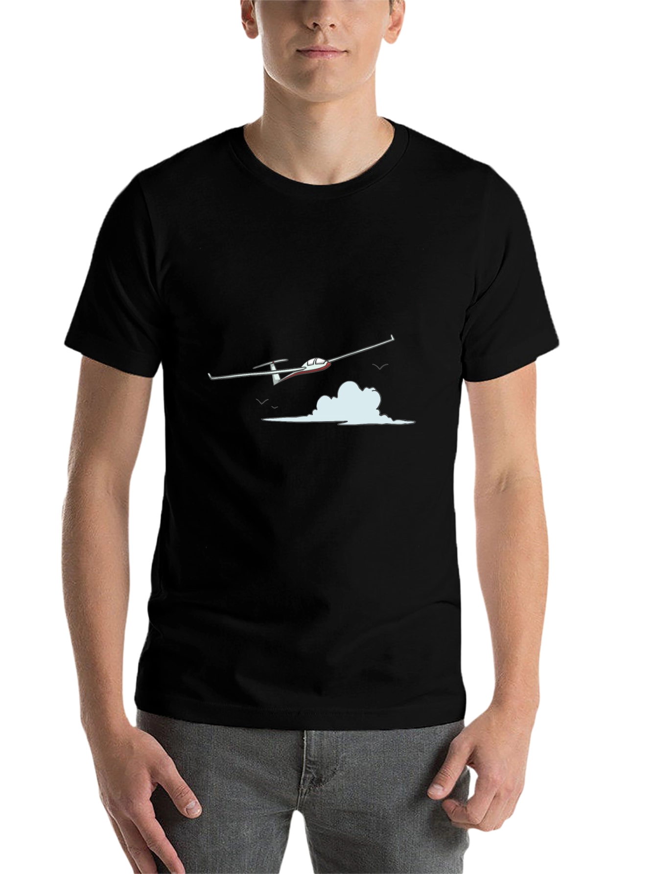 Black Glider Plane Graphic Black T-Shirt view 7