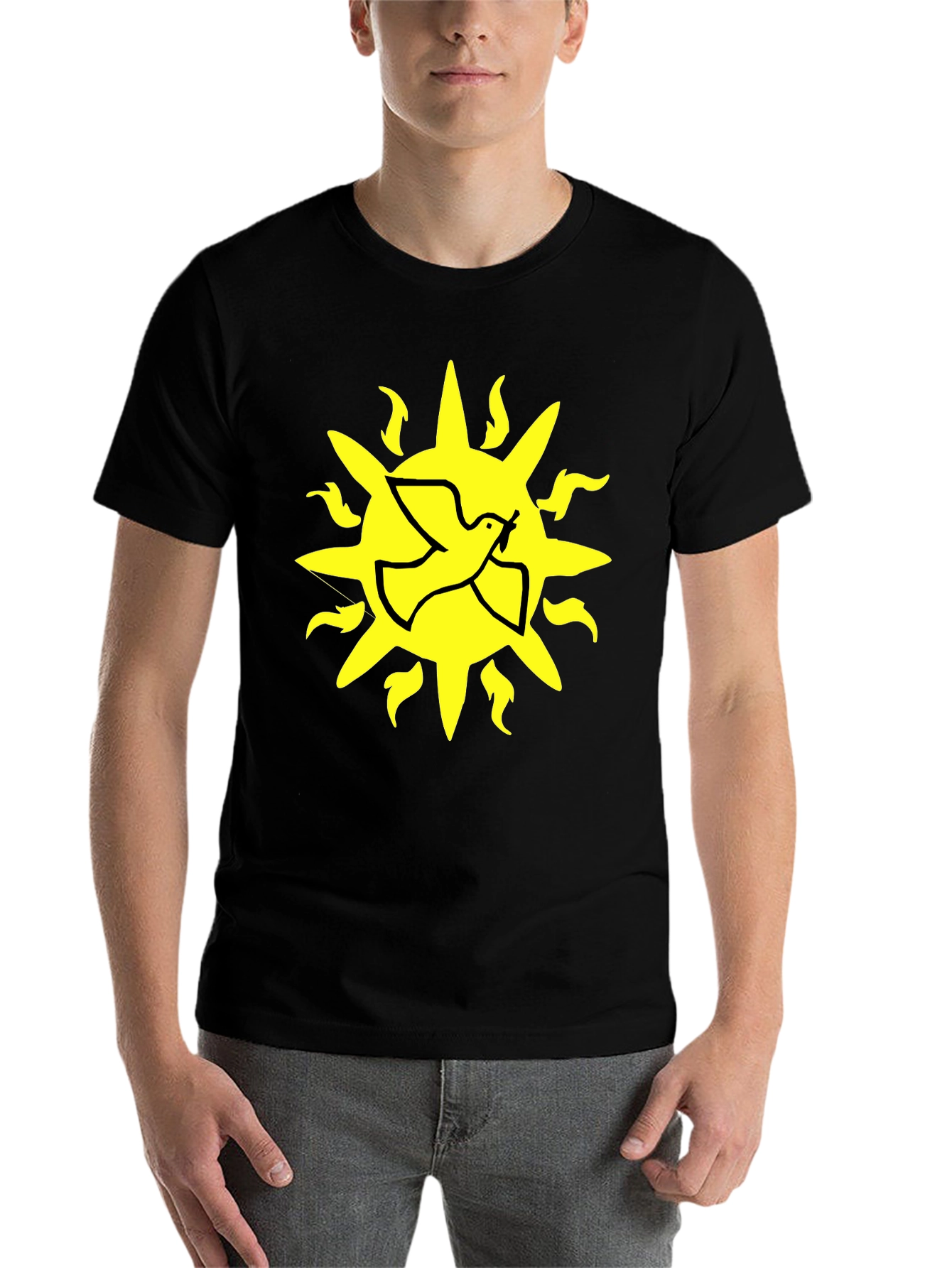 Black Dove Sun Graphic T-Shirt - Black Cotton Blend view 7