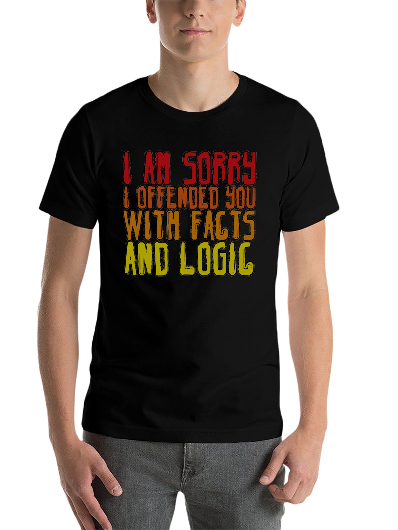 Black Funny Facts & Logic T-Shirt - Offended You? Tee view 7