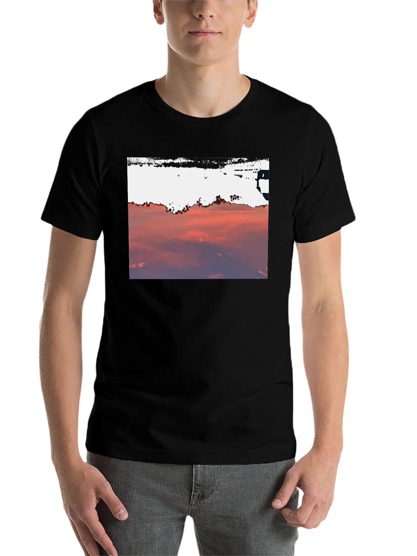 Black Sunset Sky Graphic Tee - Black Cotton Blend view 7