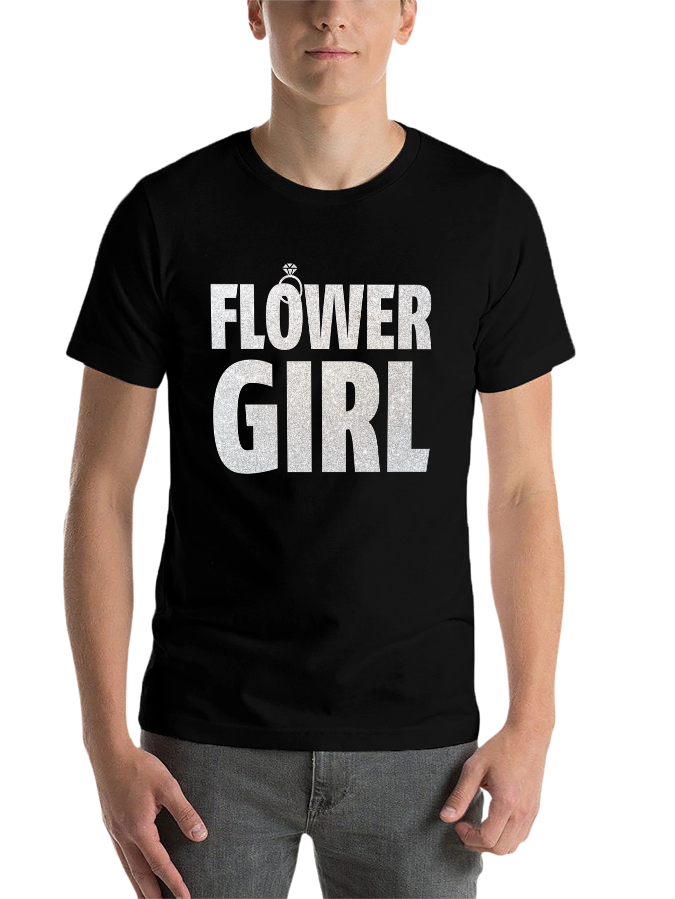 Black Flower Girl T-Shirt - Wedding Party Tee view 7