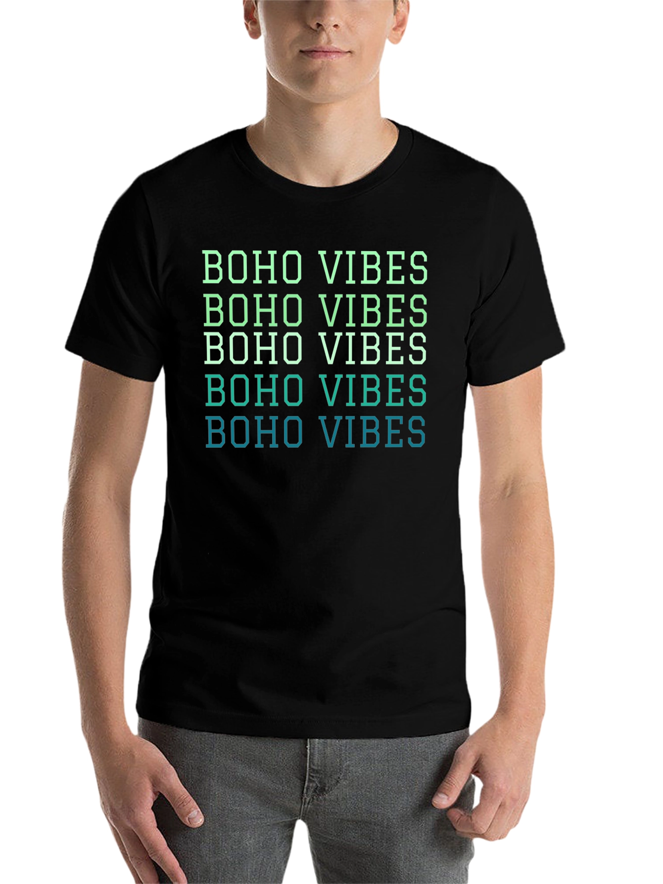 Black Boho Vibes Graphic Tee - Relaxed Fit Black T-Shirt view 7