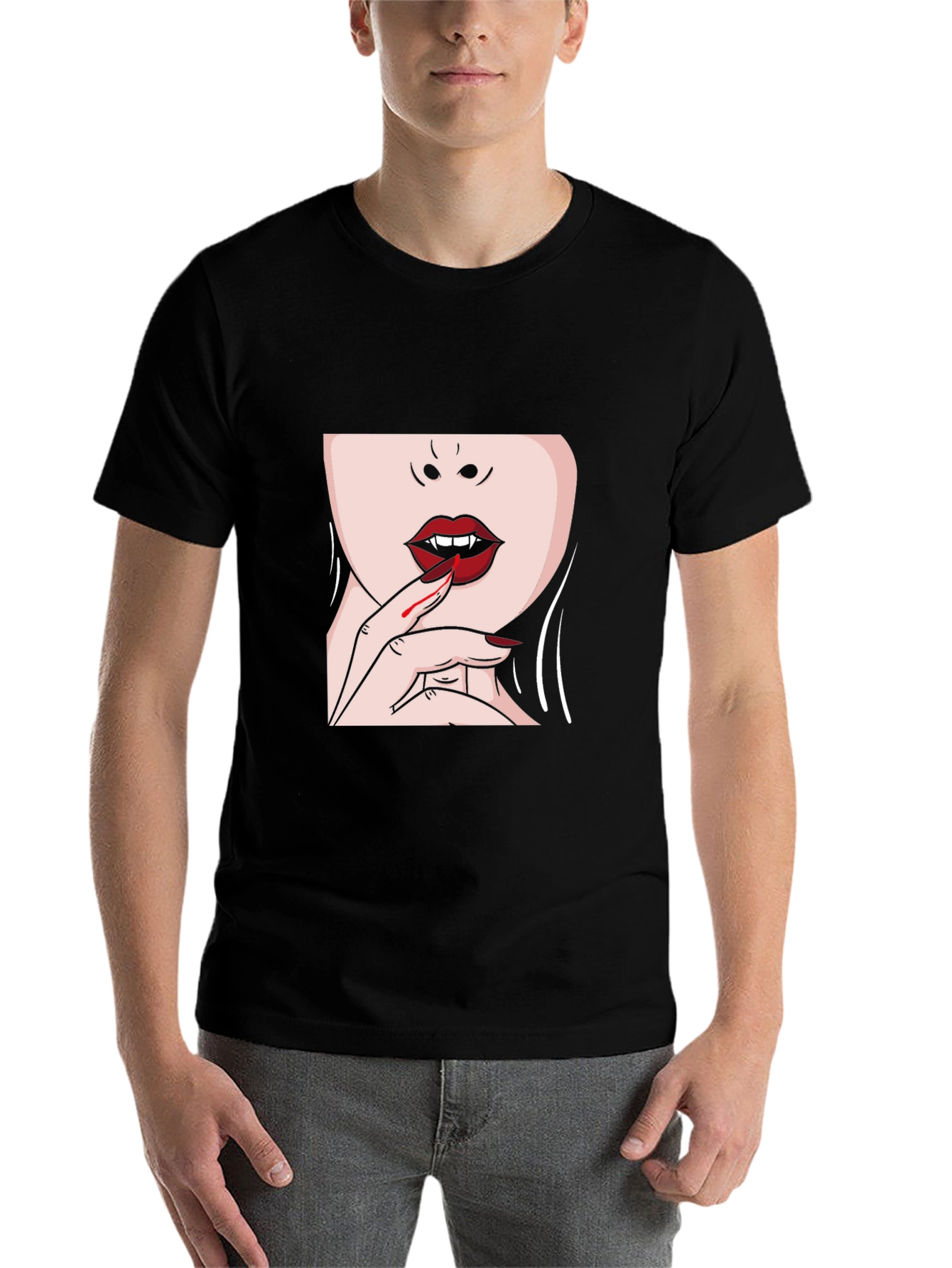 Black Vampire Kiss Graphic T-Shirt - Black view 7