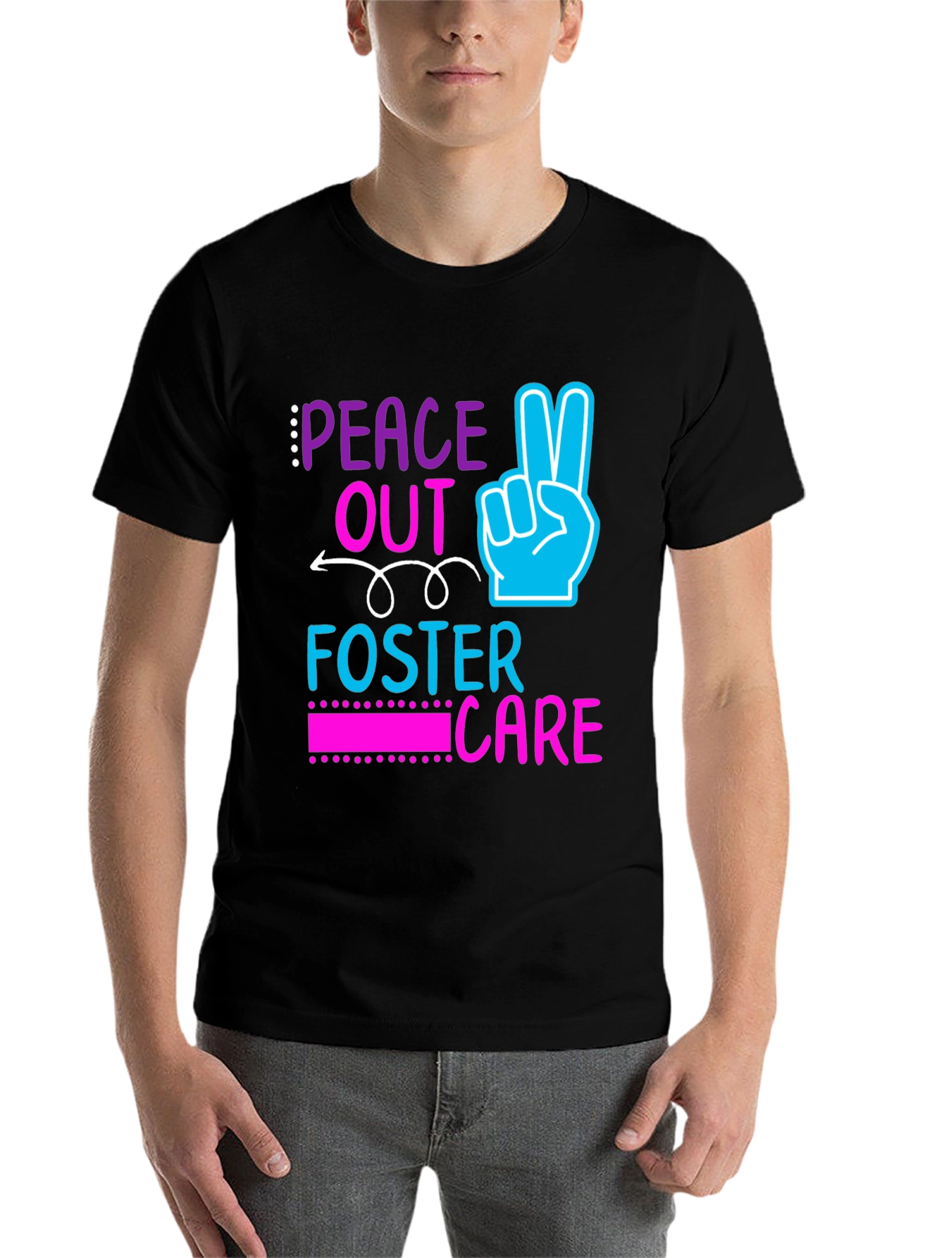 Black Peace Out Foster Care Graphic Tee view 7
