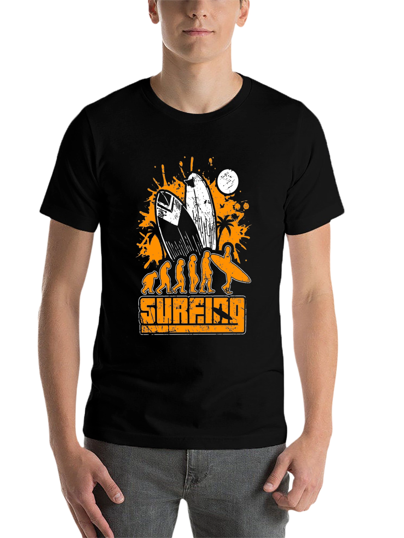 Black Surfing Evolution Graphic T-Shirt - Mens Black Tee view 7