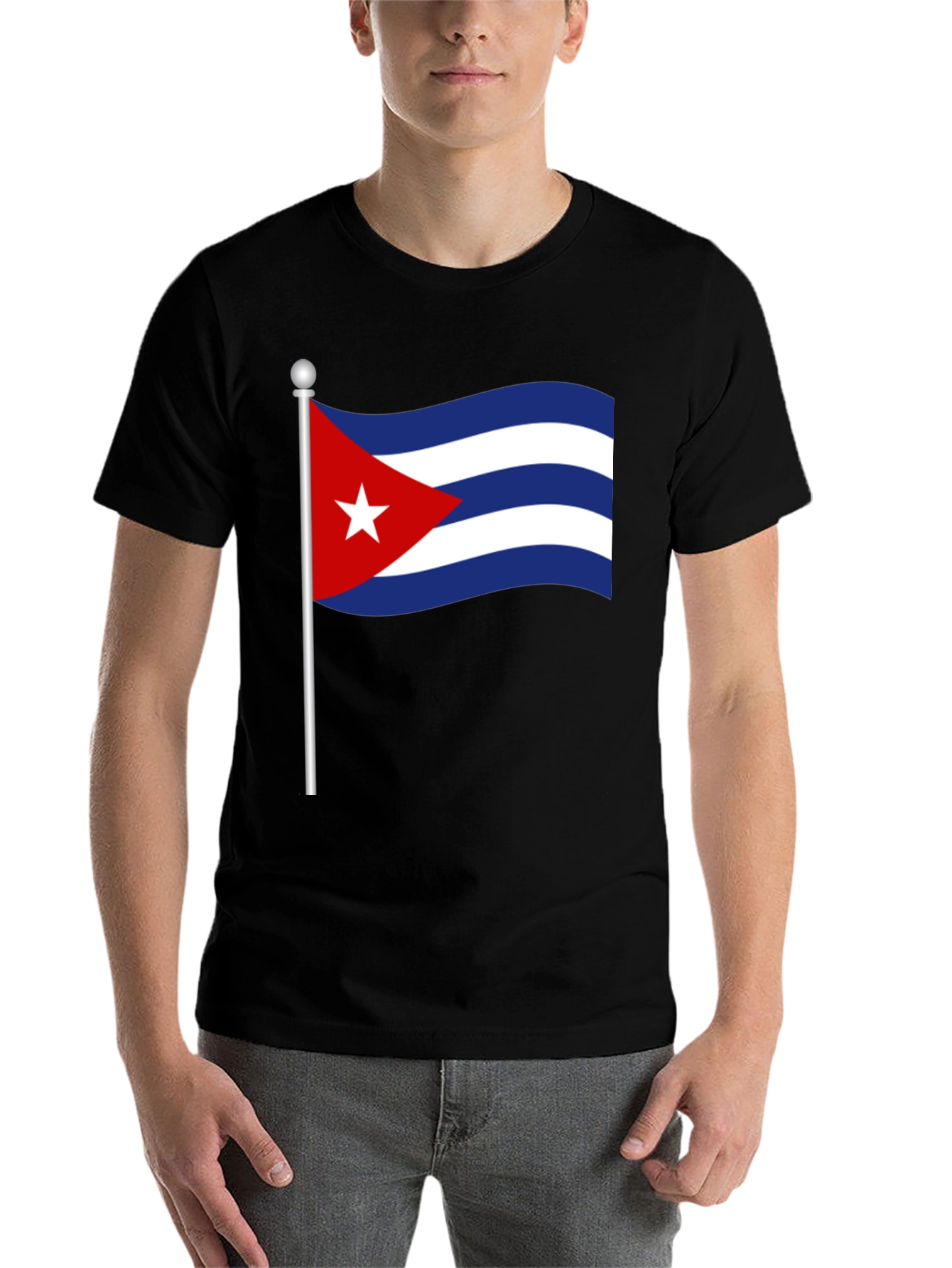 Black Cuba Flag T-Shirt - Black Crew Neck Tee view 7